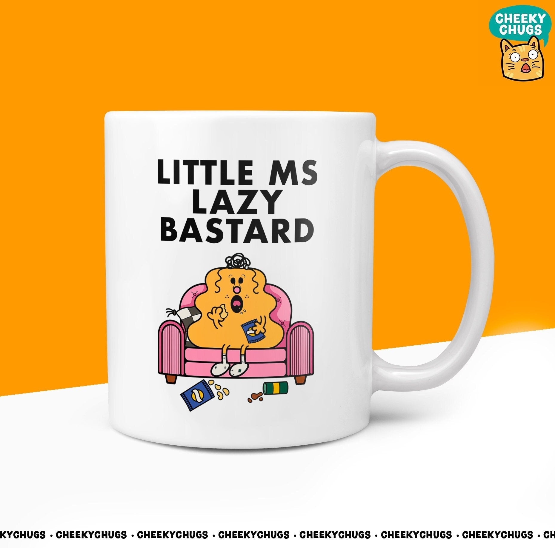 Novelty Little MS LAZY BASTARD 10oz Coffee Mug - Funny Miss Female Cup For Christmas Birthday Gift Present Friend Couch Potato Coffee Mugs - CheekyChugs
