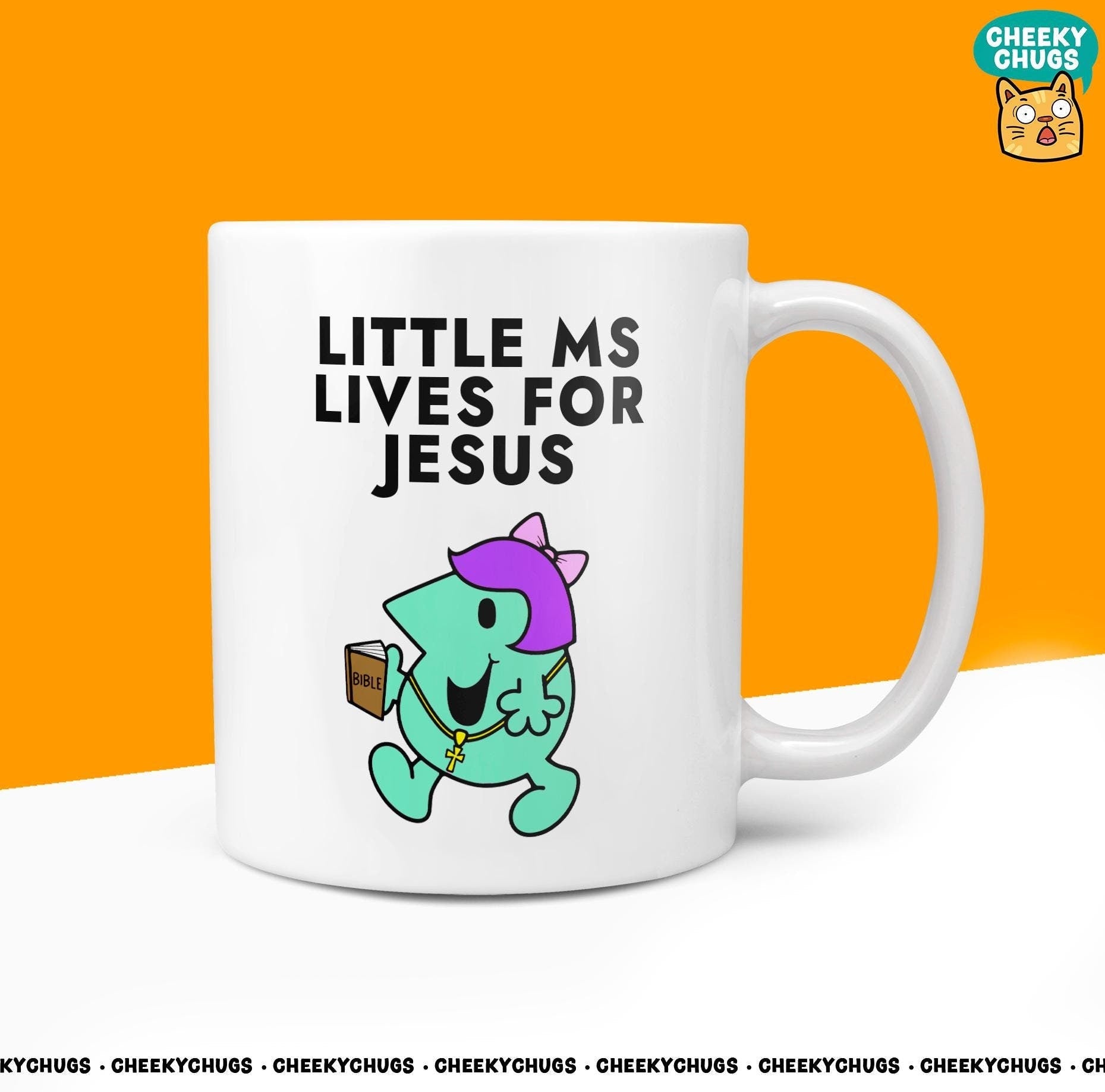 Novelty Little Ms LIVES FOR JESUS Mug Funny Women's Miss Her Gift Secret Santa Present Ceramic Novelty Parody Birthday Christmas Coffee Cup - CheekyChugs