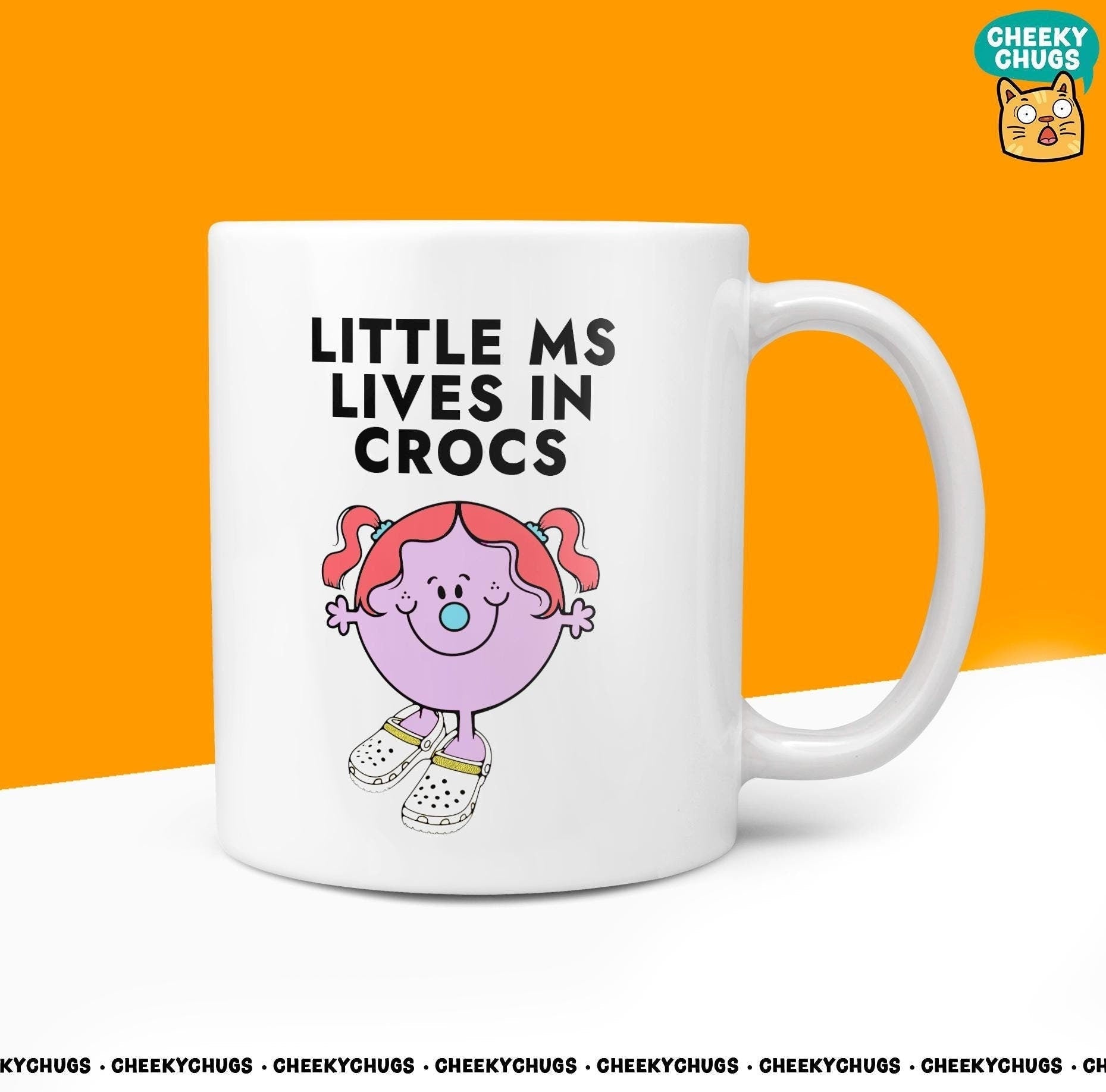Novelty Little Ms LIVES IN CROCS Mug Funny Women's Miss Her Gift Secret Santa Present Ceramic Novelty Parody Birthday Christmas Tea Cup - CheekyChugs