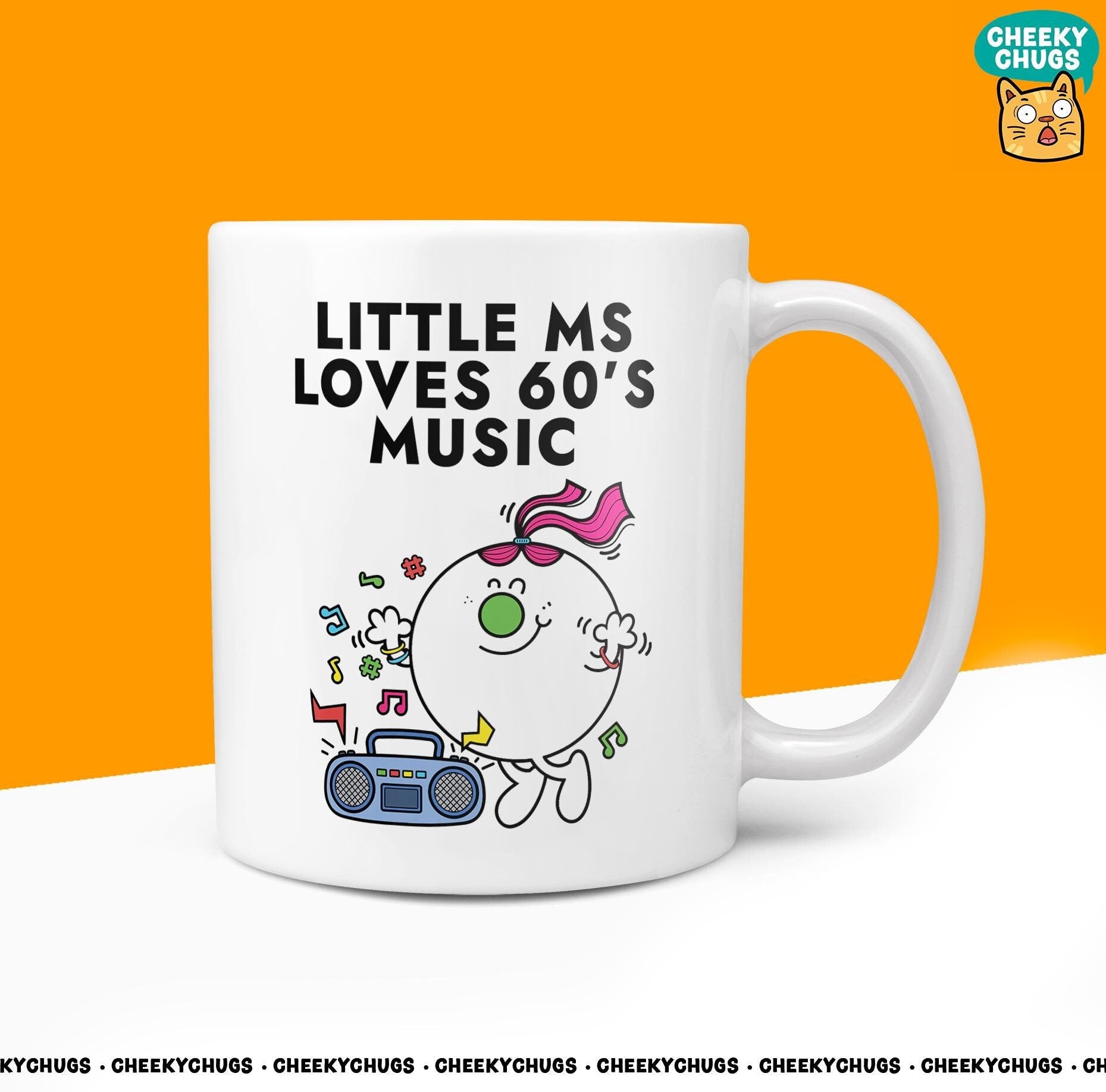 Novelty Little Ms LOVES 60'S MUSIC Mug Funny Women's Miss Her Gift Secret Santa Present Ceramic Parody Birthday Christmas Coffee Tea Cup - CheekyChugs