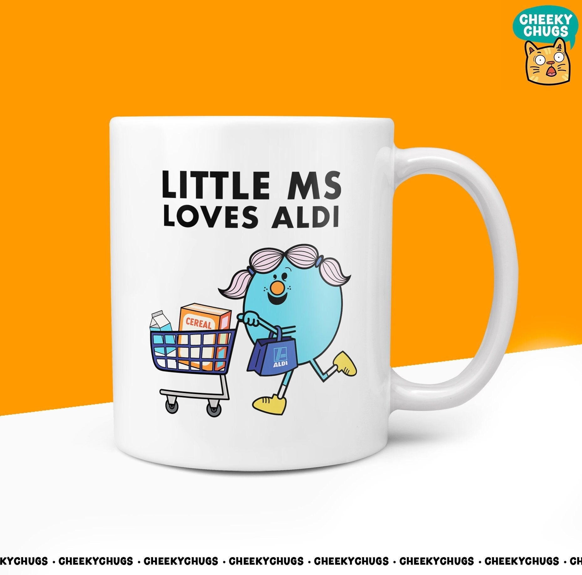 Novelty Little Ms LOVES ALDI 10oz Coffee Mug - Funny Shopping Gifts For Her Miss Female Middle Isle Aldi Inspired Shopper Birthday Christmas - CheekyChugs