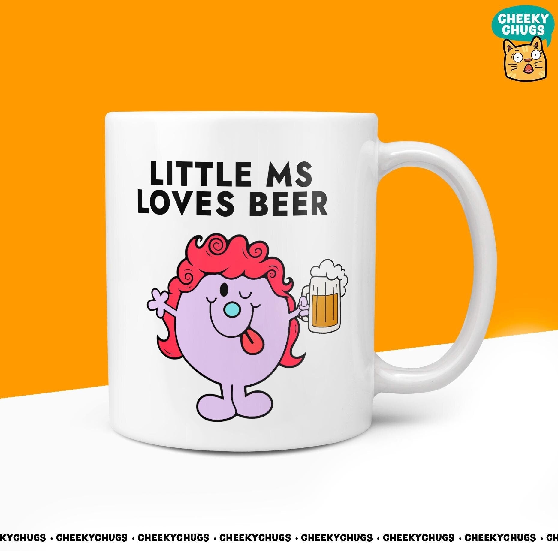 Novelty Little MS LOVES BEER Mug Funny Women's Miss Her Gift Secret Santa Present Ceramic Novelty Parody Birthday Christmas Coffee Tea Cup - CheekyChugs