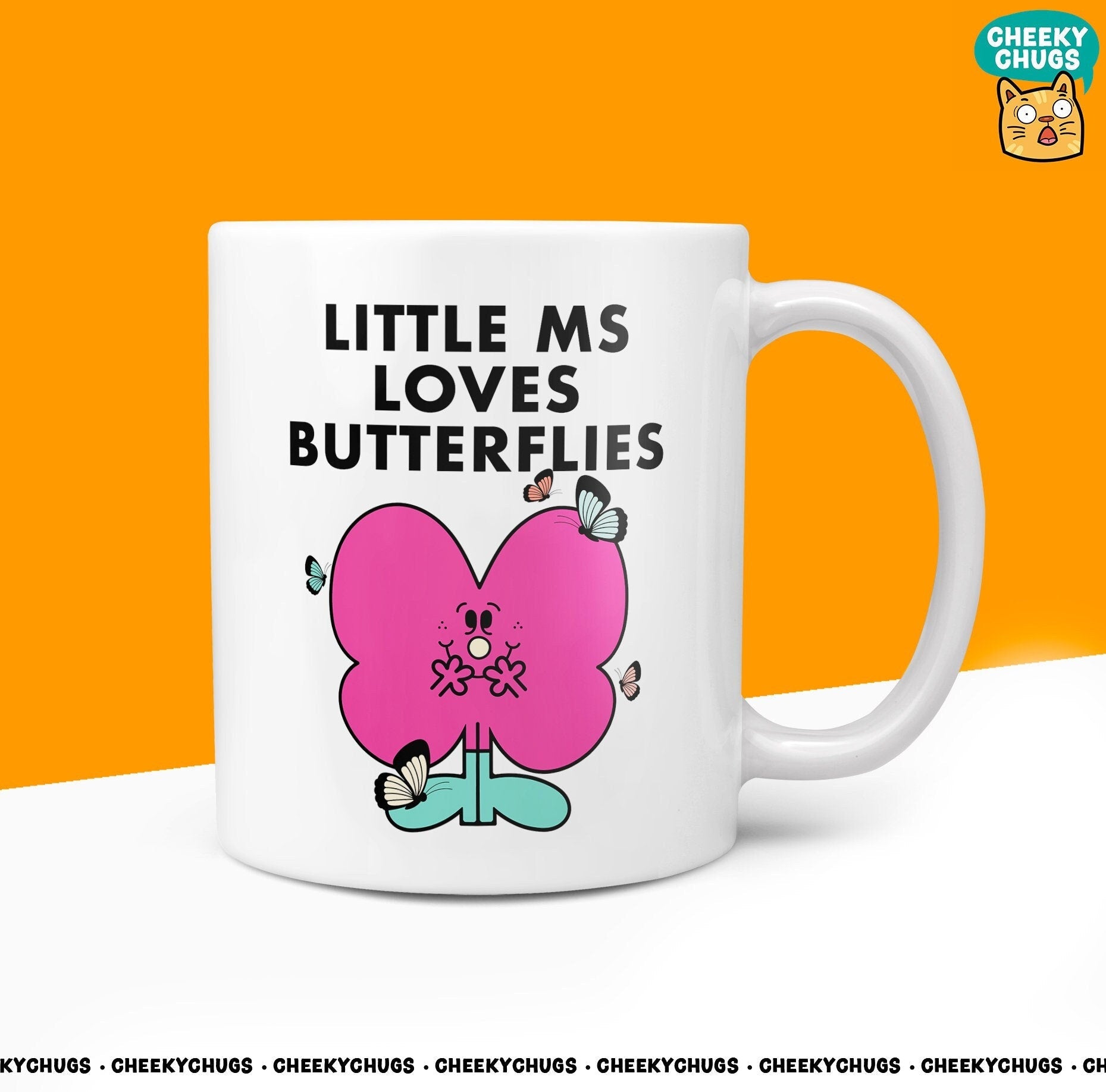 Novelty LITTLE Ms LOVES BUTTERFLIES Mug Funny Women's Miss Her Gift Secret Santa Present Ceramic Novelty Birthday Christmas 10oz Coffee Cup - CheekyChugs