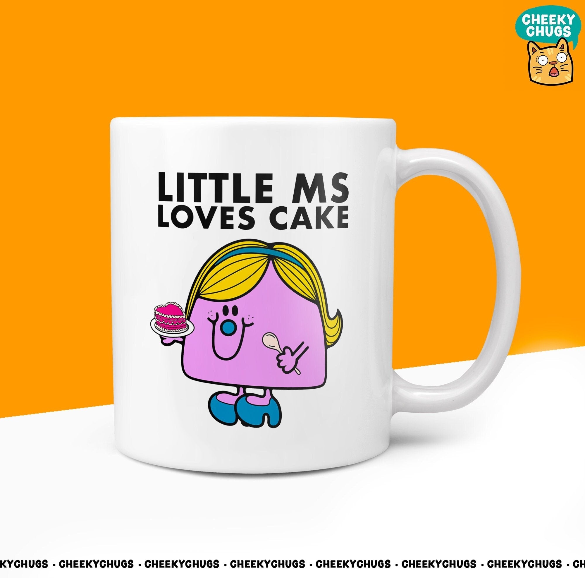 Novelty Little Ms LOVES CAKE 10oz Coffee Mug - Funny Miss Cup For Baker Eating Cakes Ceramic Coffee Mug - CheekyChugs