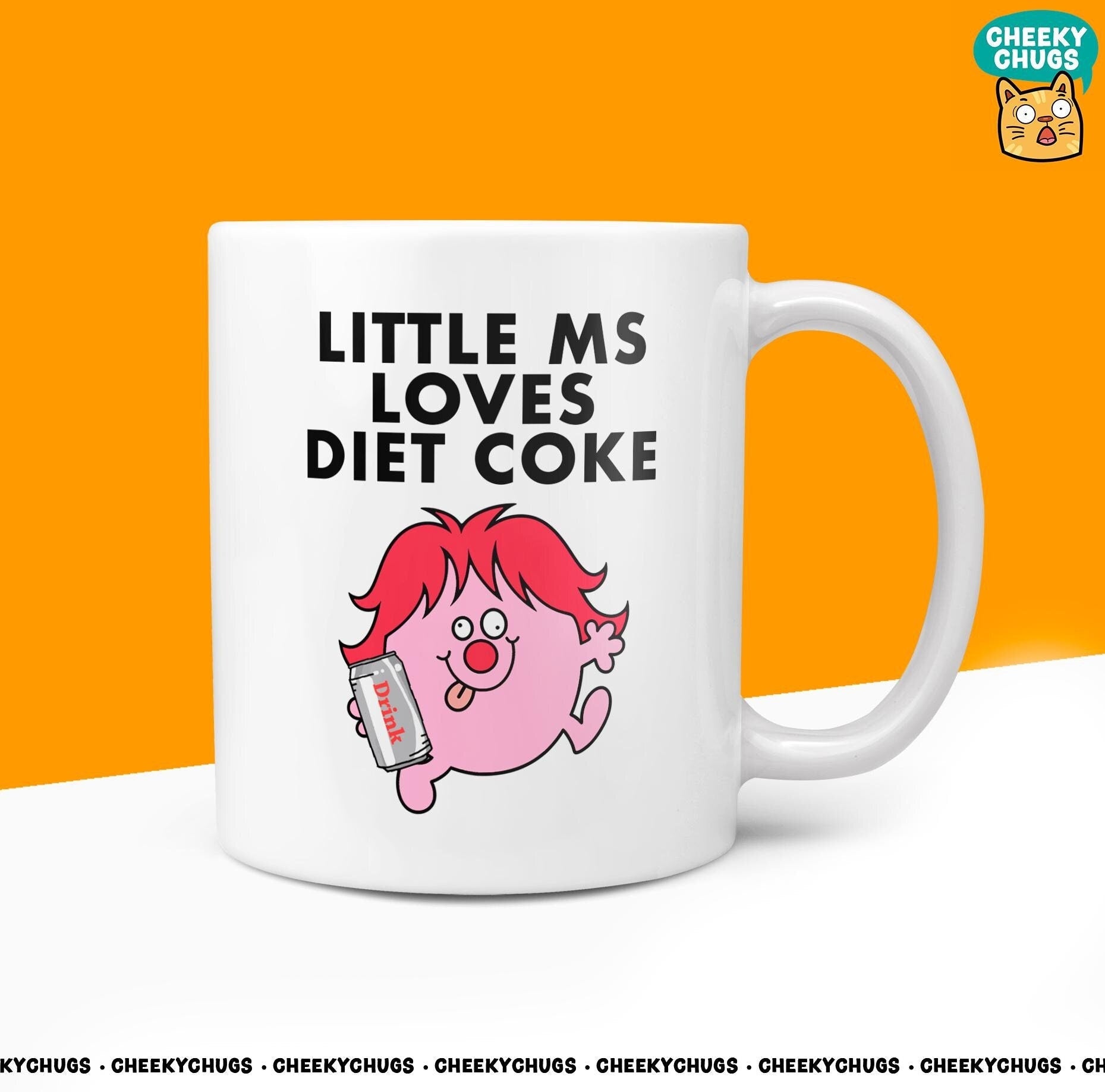 Novelty Little Ms LOVES DIET COKE 10oz Coffee Mug - Funny Miss Female Cup For Christmas Birthday Gift Present Friend Coffee Mugs - CheekyChugs