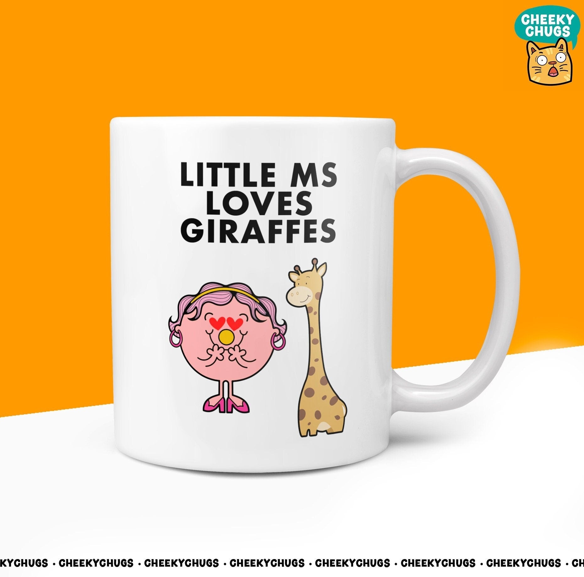 Novelty Little MS LOVES GIRAFFES 10oz Coffee Mug - Funny Miss Female Cup For Christmas Birthday Gift Present Friend Zoo Coffee Mugs - CheekyChugs