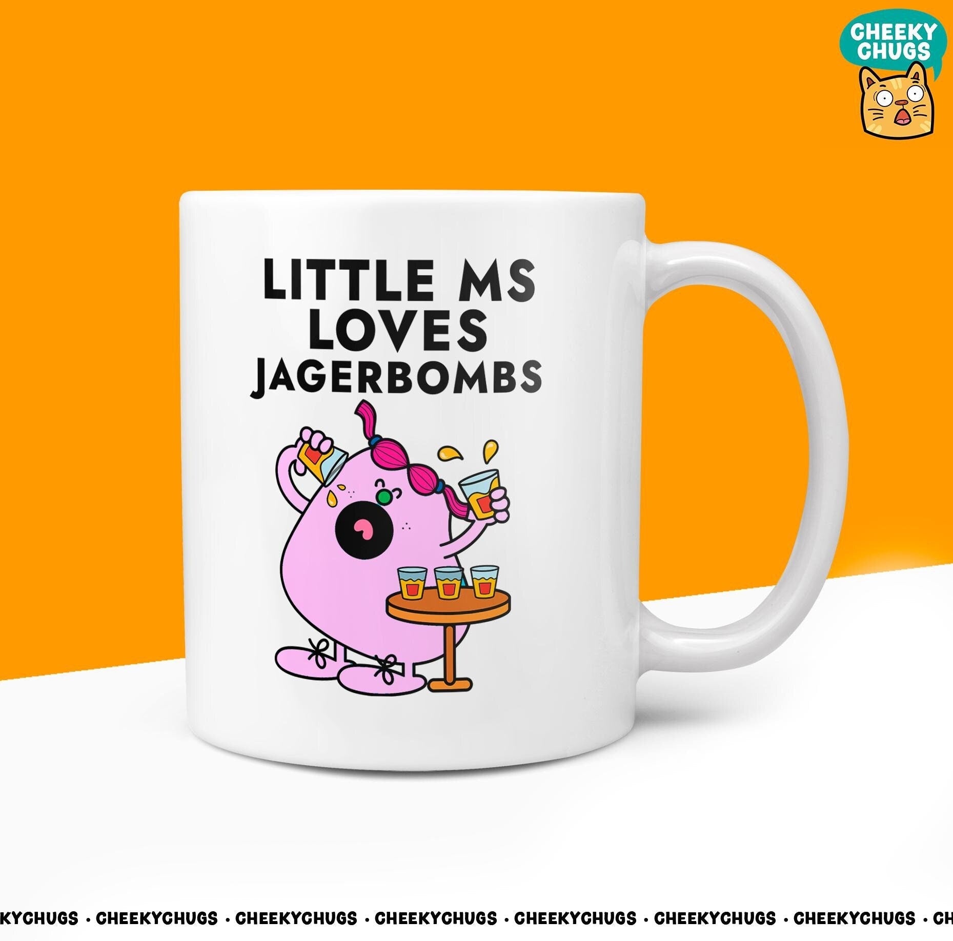 Novelty Little Ms LOVES JAGERBOMBS Mug Funny Women's Miss Her Gift Secret Santa Present Ceramic Novelty Parody Birthday Christmas Tea Cup - CheekyChugs