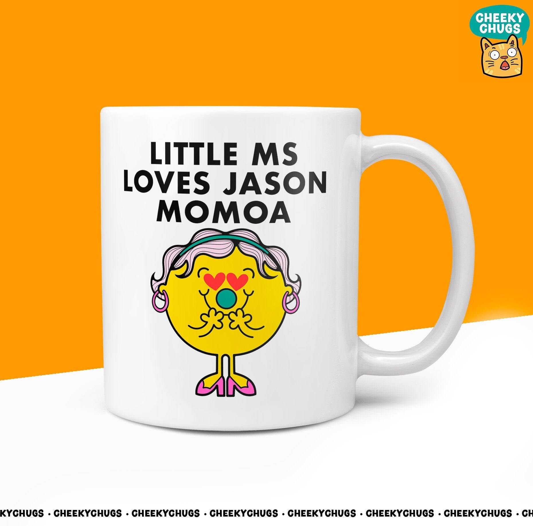 Novelty Little Ms LOVES JASON MOMOA Mug Funny Miss Women Her Gift Present Gifts Work Girls Office Birthday Christmas 10oz Coffee Tea Cup - CheekyChugs
