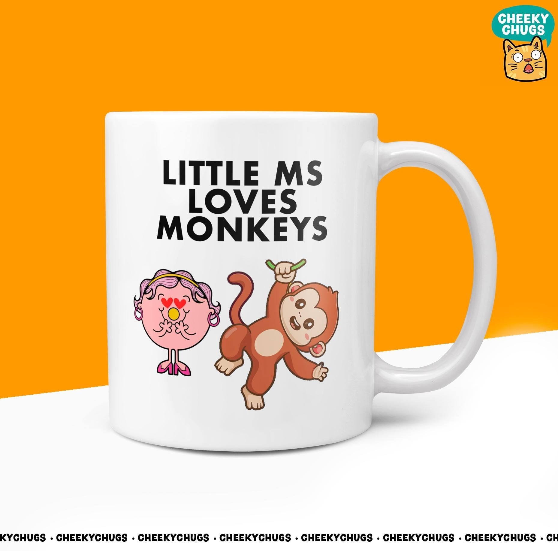 Novelty Little MS LOVES MONKEYS 10oz Coffee Mug - Funny Miss Female Cup For Christmas Birthday Gift Present Friend Coffee Mugs - CheekyChugs