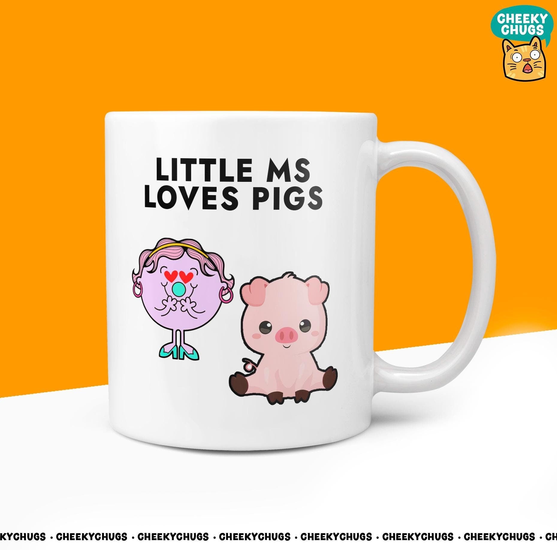 Novelty Little MS LOVES PIGS Mug Funny Women's Miss Her Gift Secret Santa Present Ceramic Novelty Parody Birthday Christmas Tea Cup - CheekyChugs