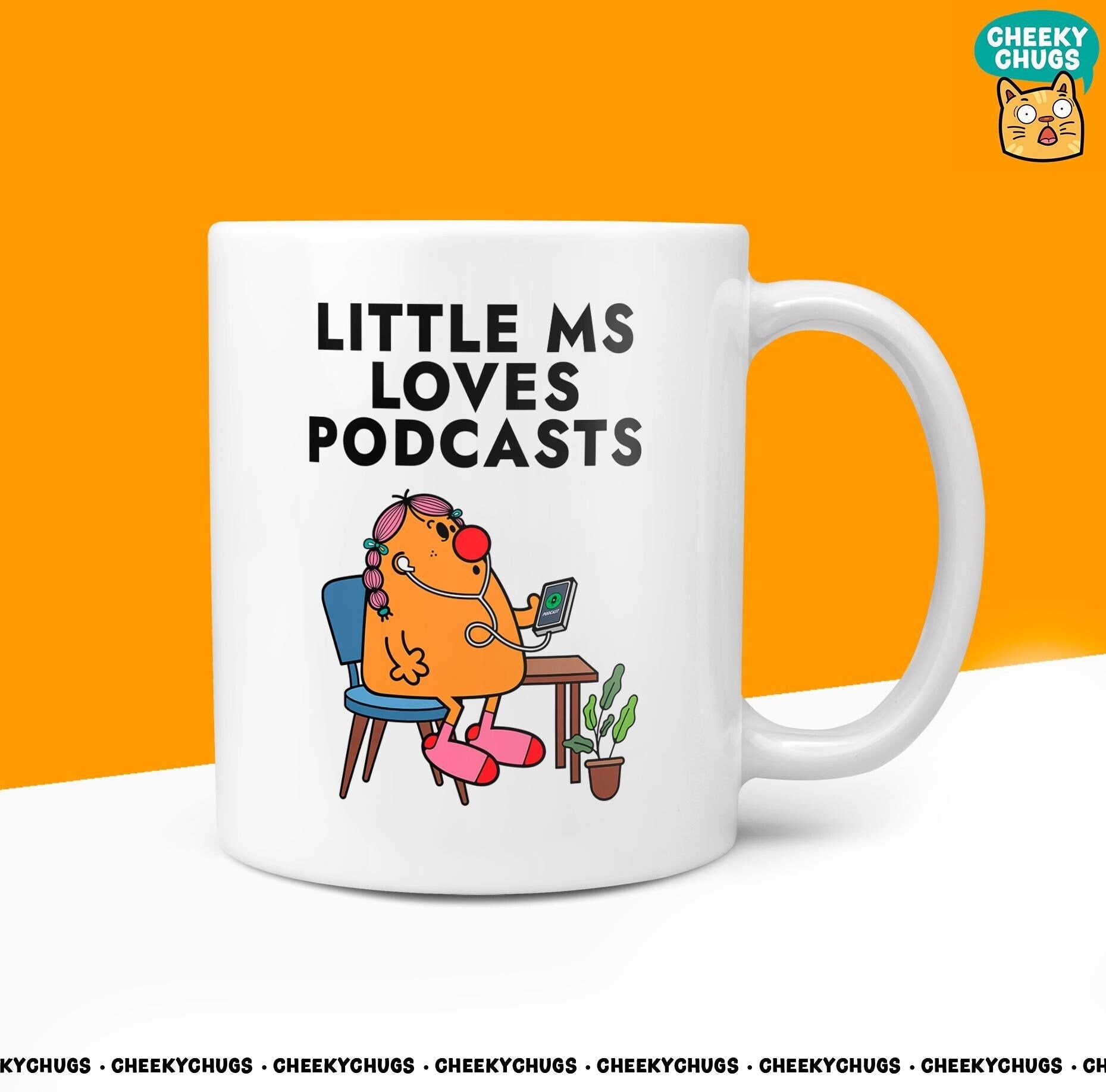 Novelty Little MS LOVES PODCAST Mug Funny Women's Miss Her Gift Secret Santa Present Ceramic Novelty Parody Birthday Christmas Coffee Cup - CheekyChugs
