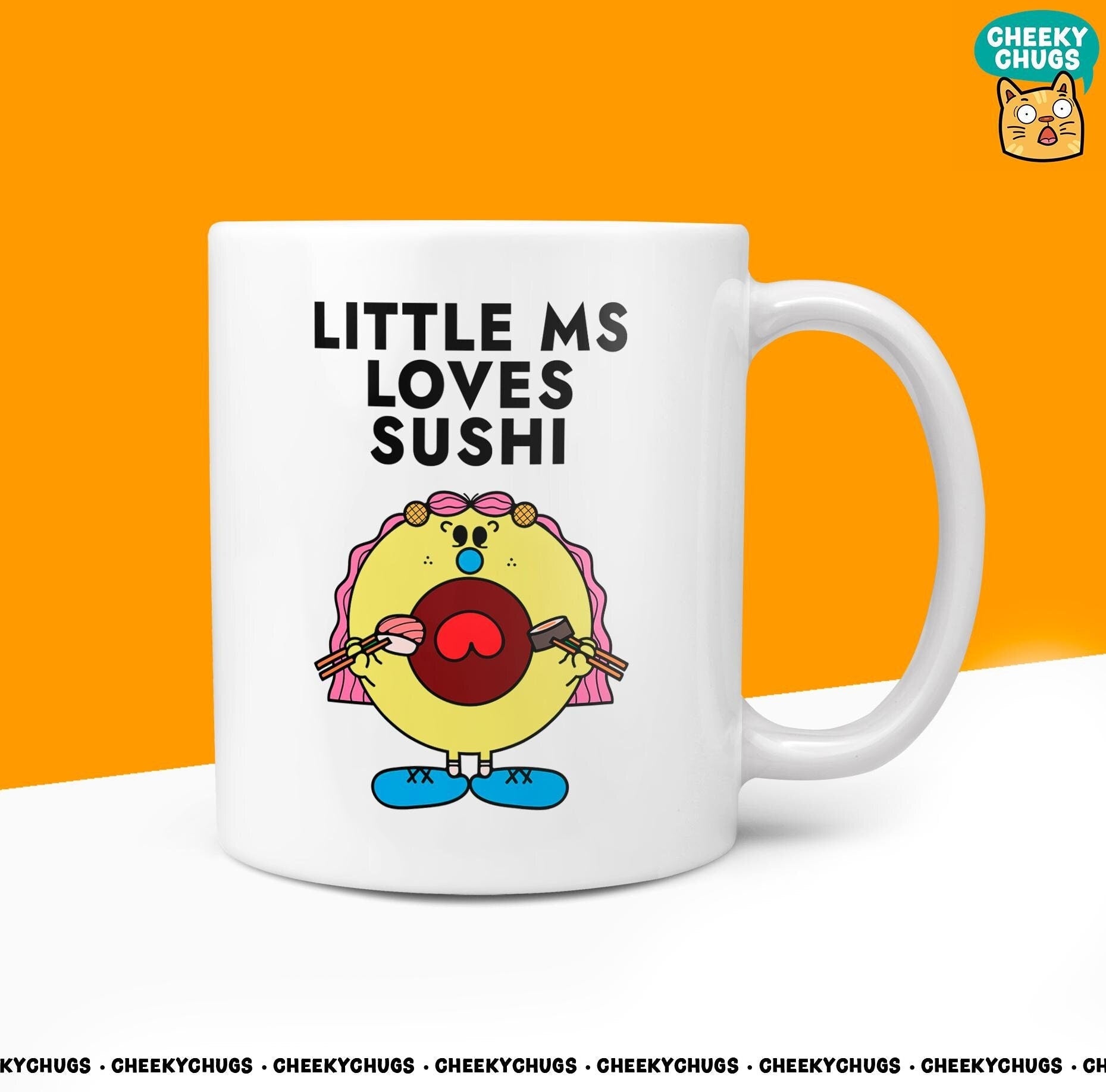 Novelty Little MS LOVES SUSHI Mug Funny Women's Miss Her Gift Secret Santa Present Ceramic Novelty Parody Birthday Christmas Coffee Tea Cup - CheekyChugs