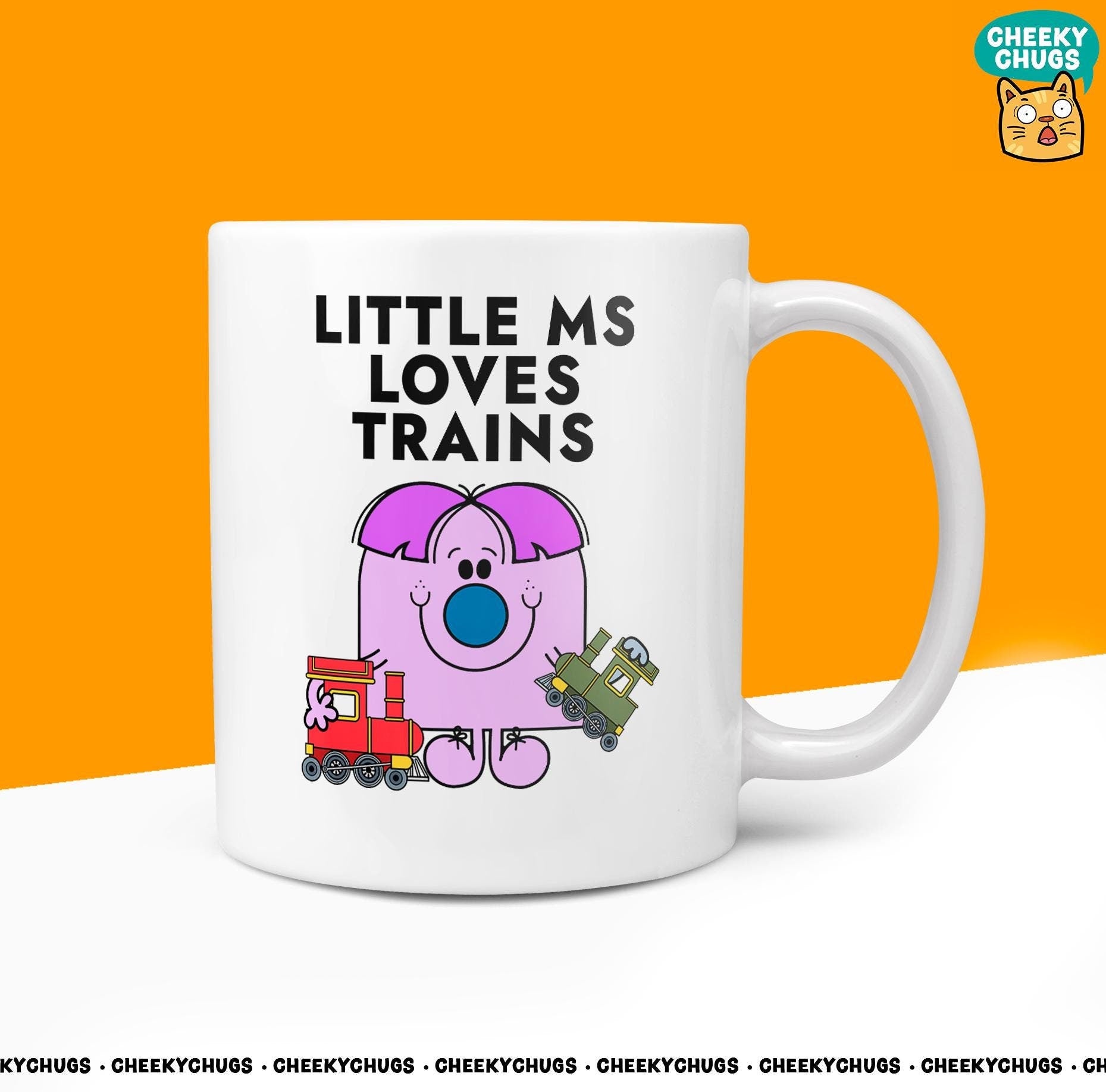 Novelty Little MS LOVES TRAINS Mug Funny Women's Miss Her Gift Secret Santa Present Train Ceramic Novelty Office Birthday Christmas 10oz Cup - CheekyChugs