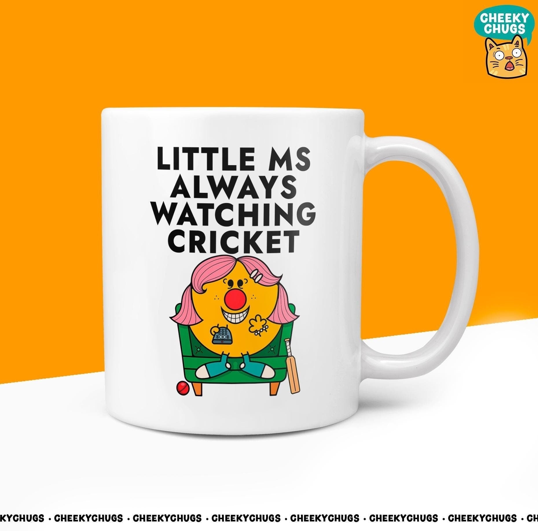 Novelty Little Ms LOVES WATCHING CRICKET Mug Funny Women's Miss Her Gift Secret Santa Present Parody Birthday Christmas Coffee Tea Cup - CheekyChugs