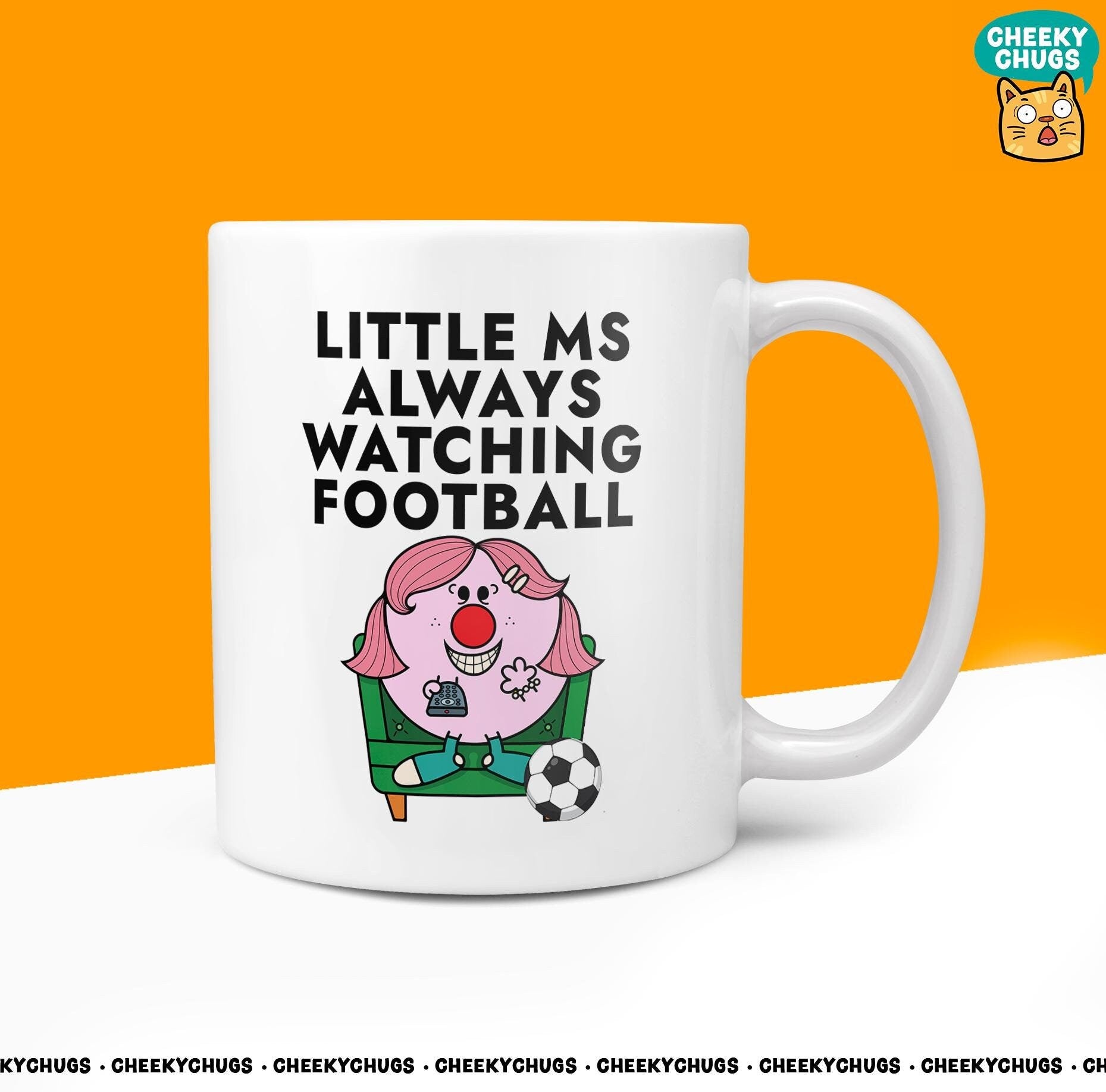 Novelty Little Ms LOVES WATCHING FOOTBALL Mug Funny Women's Miss Her Gift Secret Santa Present Parody Birthday Christmas Coffee Tea Cup - CheekyChugs