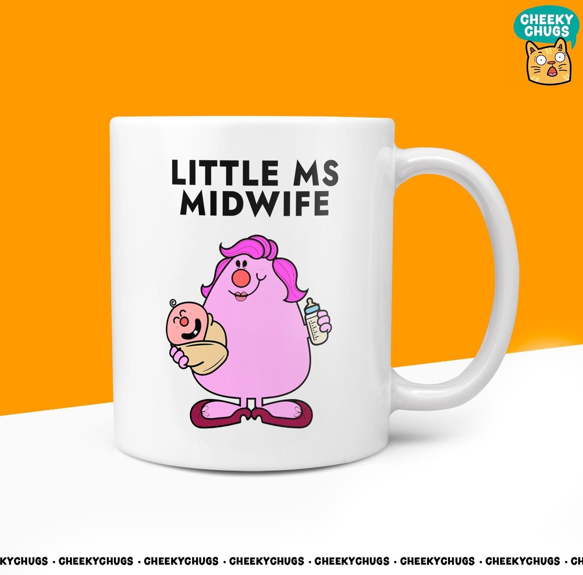 Novelty Little MS MIDWIFE Mug Funny Women's Miss Her Gift Secret Santa Present Ceramic Novelty Parody Birthday Christmas Coffee Tea Cup - CheekyChugs