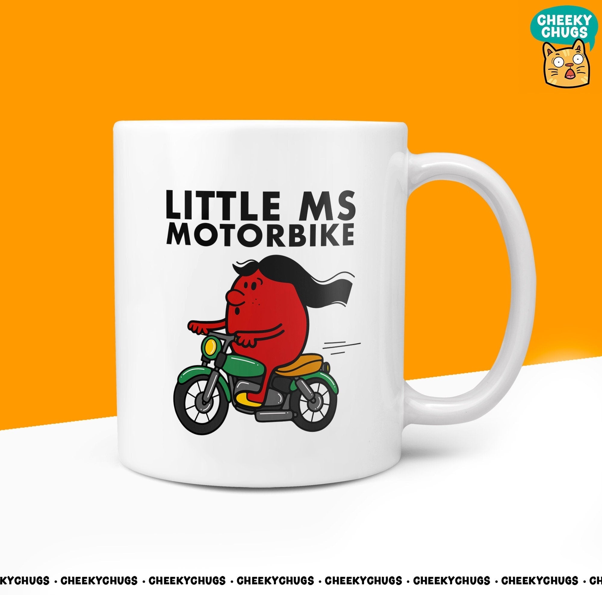 Novelty Little Ms MOTORBIKE 10oz Coffee Mug - Gifts For Motorcycle Rider Female Fun Novelty Coffee Cup For Miss Her - CheekyChugs