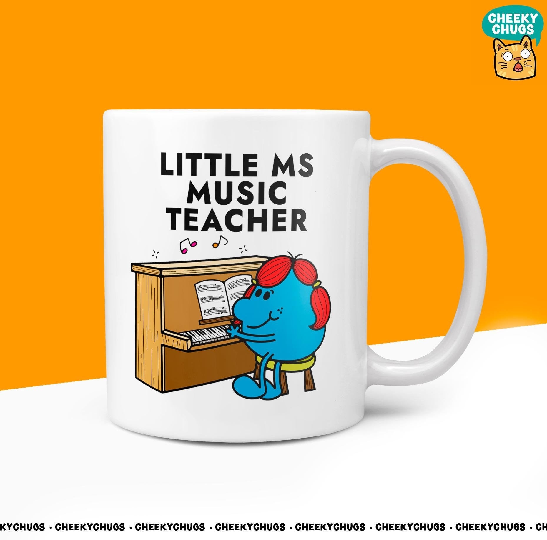 Novelty Little MS MUSIC TEACHER 10oz Coffee Mug - Gift For Her Female Piano Teacher Organ Band Gifts Birthday Christmas Player Present - CheekyChugs