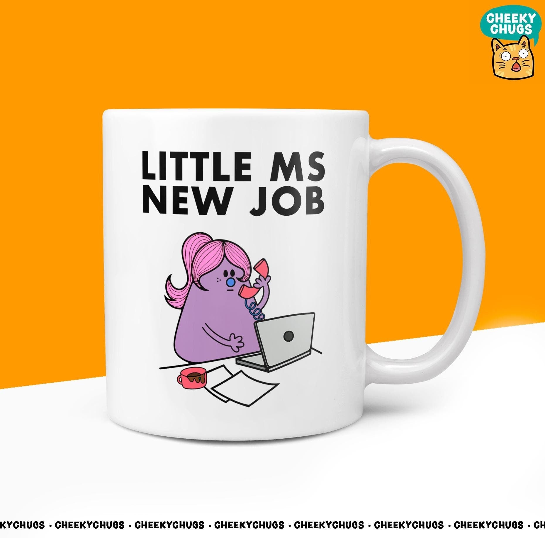 Novelty Little MS NEW JOB 10oz Coffee Mug - Funny Miss Female Cup For Christmas Birthday Gift Present Friend Jobs Office Coffee Mugs - CheekyChugs