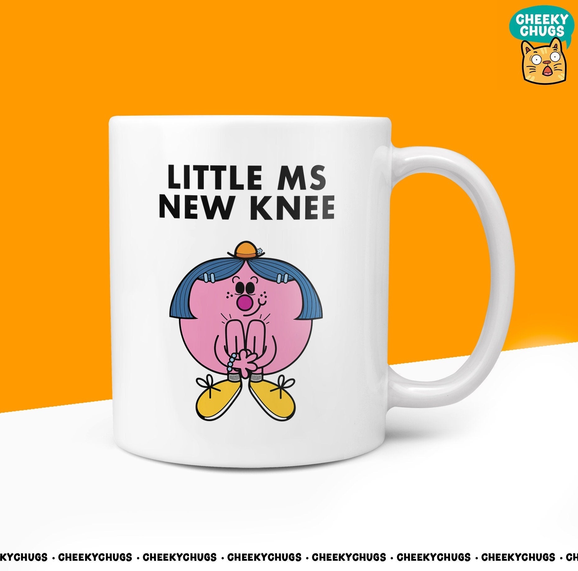 Novelty Little MS NEW KNEE 10oz Coffee Mug - Funny Miss Female Cup For Christmas Birthday Gift Present New Home Knee Operation Coffee Mugs - CheekyChugs