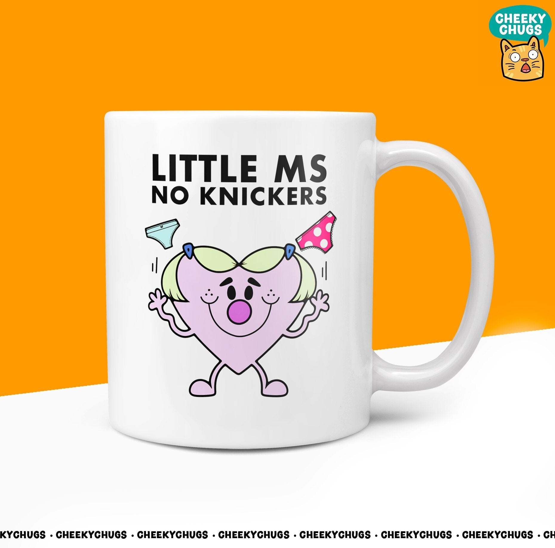 Novelty LITTLE Ms NO KNICKERS 10oz Coffee Mug - Funny Miss Women Cup For Lady No Pants Man Christmas Birthday Friend Office Coffee Mug - CheekyChugs