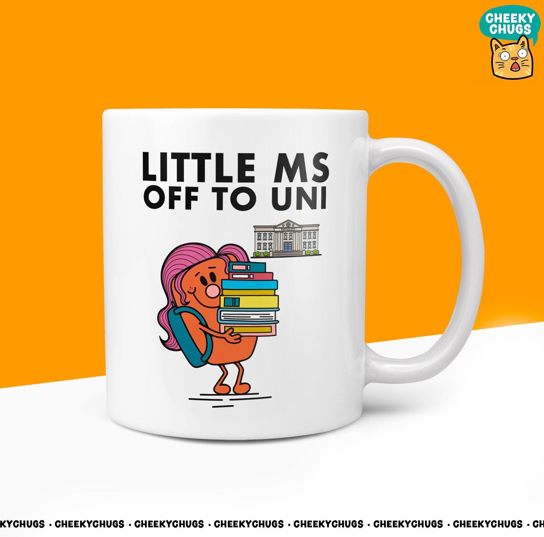 Novelty Little Ms OFF TO UNI 10oz Coffee Mug - University Gifts For Her Miss Female Uni Gift Well Done Graduation School Gift Present - CheekyChugs