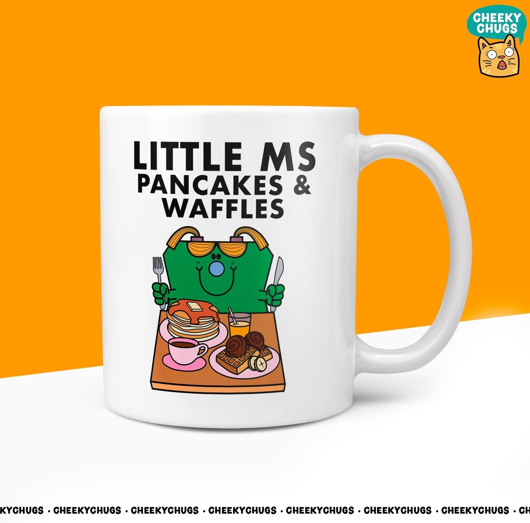 Novelty Little Ms PANCAKES & WAFFLES Mug Funny Miss Women Gift Secret Santa Present Ceramic Novelty Office Birthday Christmas 10oz Cup - CheekyChugs