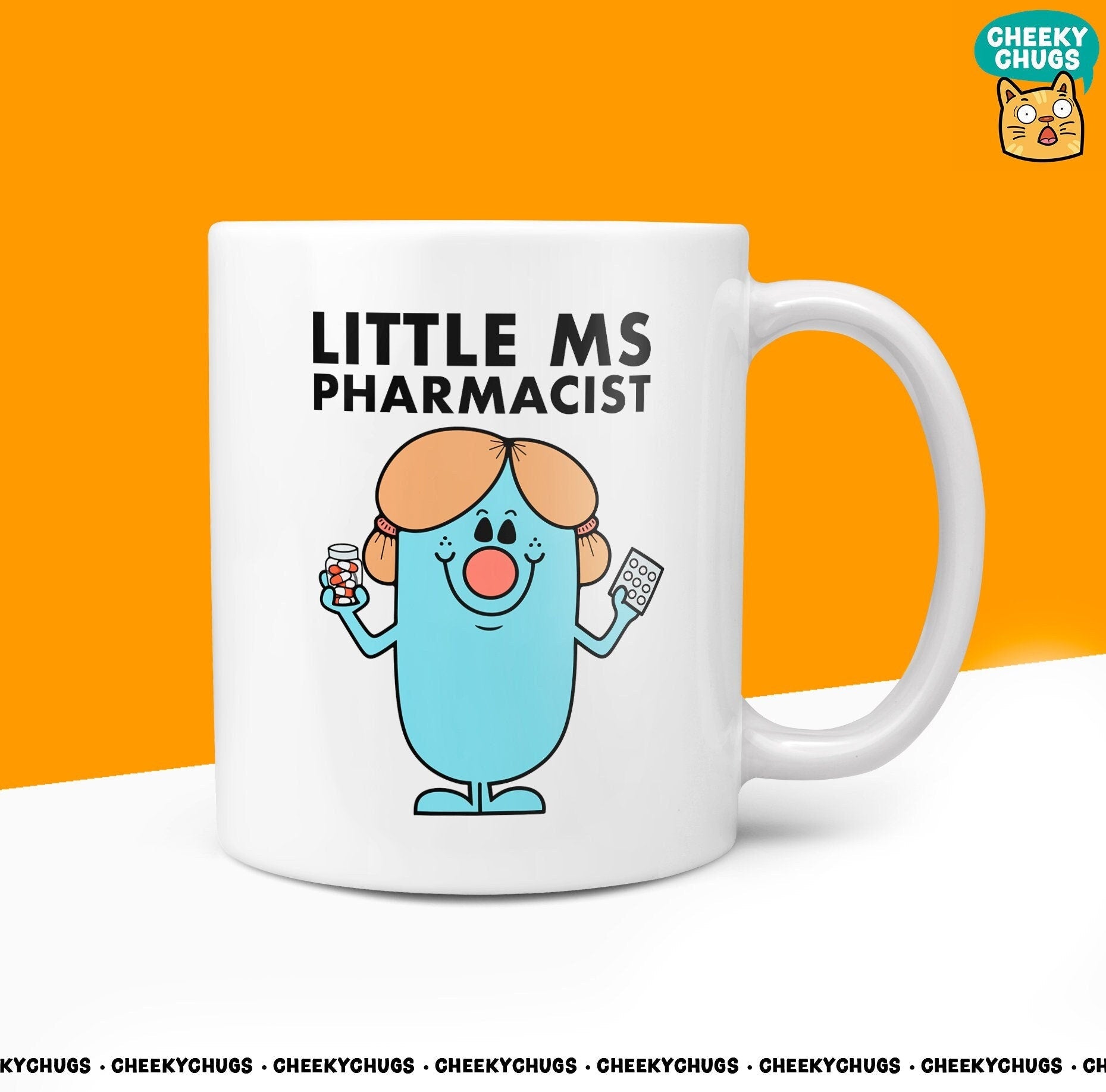 Novelty Little Ms PHARMACIST 10oz Coffee Mug - Funny Gifts For Pharmacy Worker Colleague Miss Office Work Secret Santa Birthday Christmas - CheekyChugs