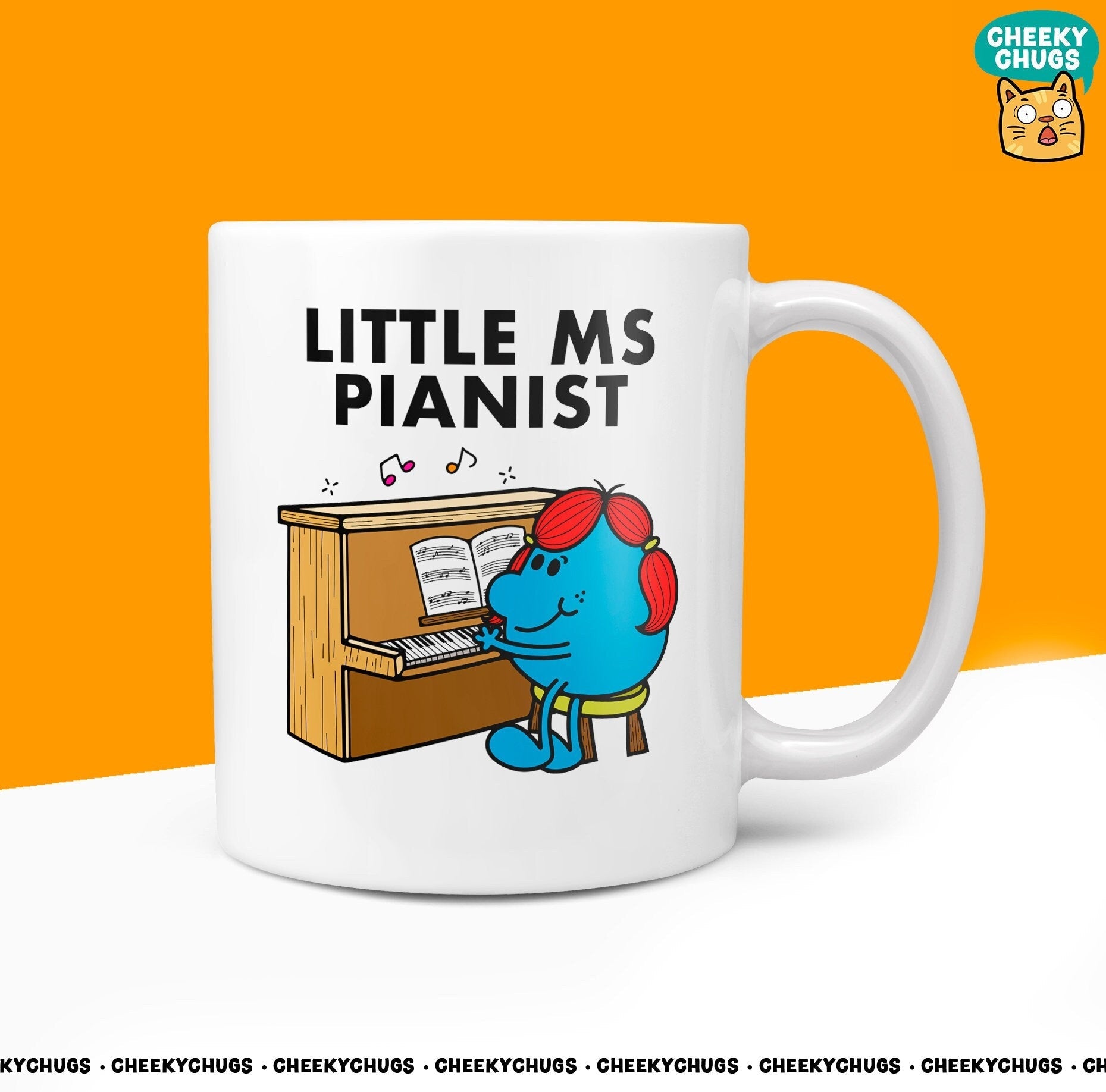 Novelty Little MS PIANIST 10oz Coffee Mug - Gift For Her Female Piano Teacher Organ Band Gifts Birthday Christmas Player Present - CheekyChugs