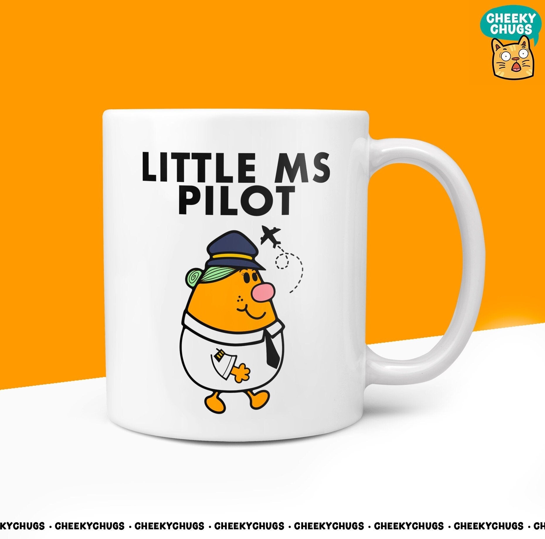 Novelty Little Ms PILOT 10oz Coffee Mug - PILOT Gifts For Her Miss Female Airplane Airport Hostess Pilots Commercial Gift Birthday Christmas - CheekyChugs