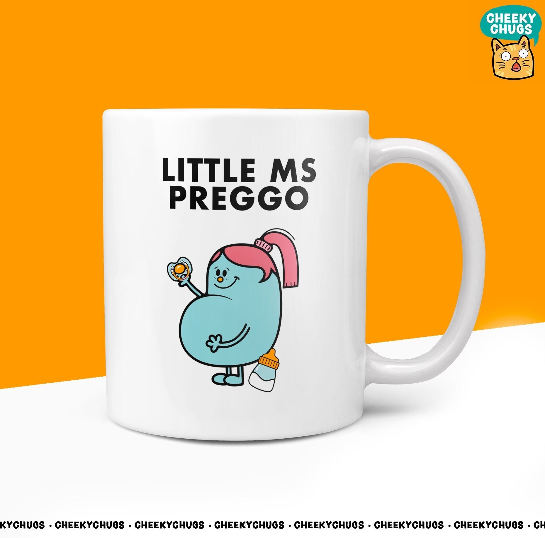 Novelty Little Ms PREGGO 10oz Coffee Mug - Funny Miss Female Cup For Christmas Birthday Gift Present Pregnancy Baby Shower Coffee Mugs - CheekyChugs