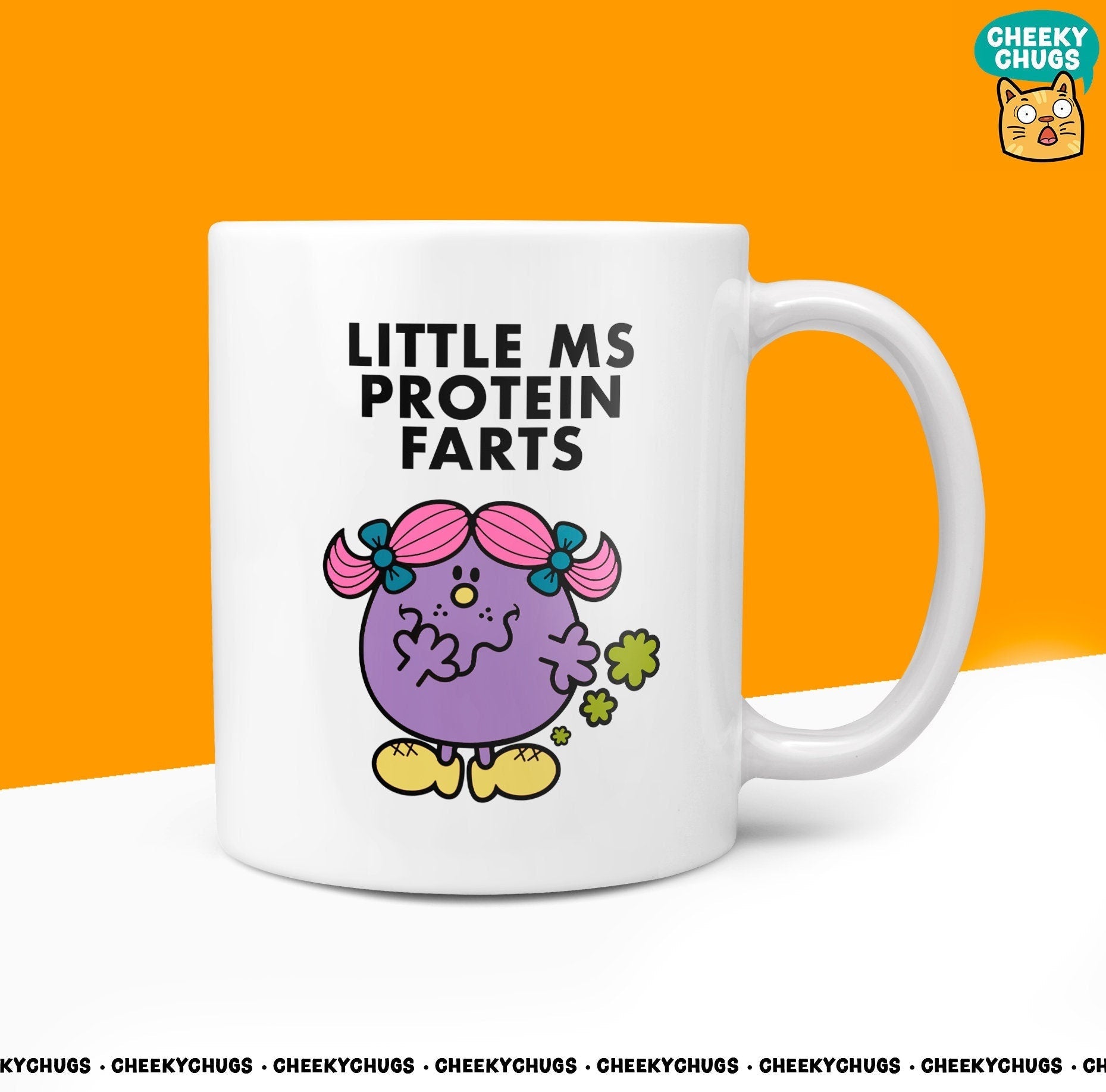 Novelty Little MS PROTEIN FARTS 10oz Coffee Mug - Funny Miss Female Cup For Christmas Birthday Gift Present Friend Gym Workout Coffee Mugs - CheekyChugs