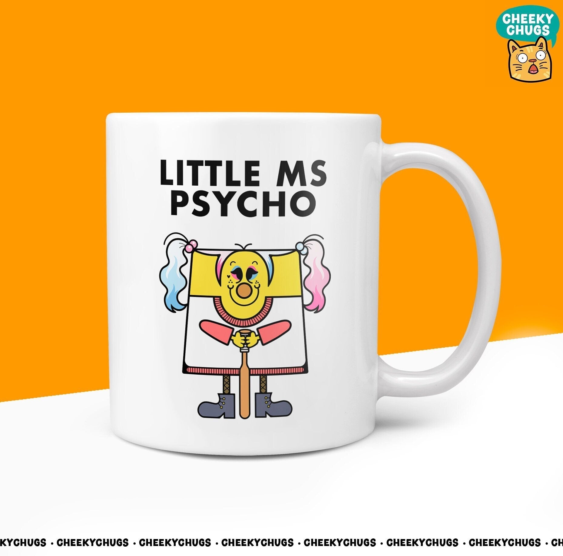 Novelty Little MS PSYCHO 10oz Coffee Mug - Funny Gift Ideas For Her Miss Women Crazy Harley Quinn Inspired Office Birthday Christmas Gifts - CheekyChugs