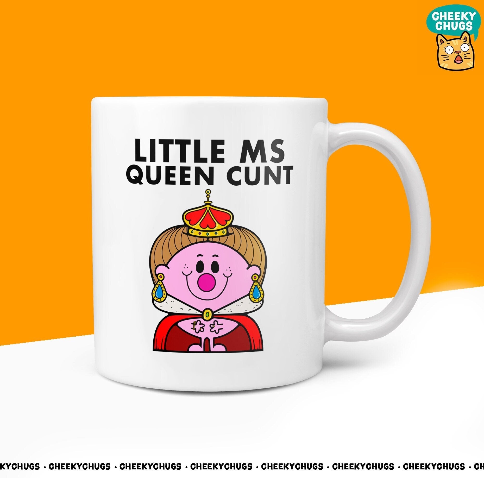 Novelty Little Ms QUEEN CUNT 10oz Coffee Mug - Funny Miss Female Cup For Swearing Profanity Christmas Birthday Friend Office Coffee Mug - CheekyChugs