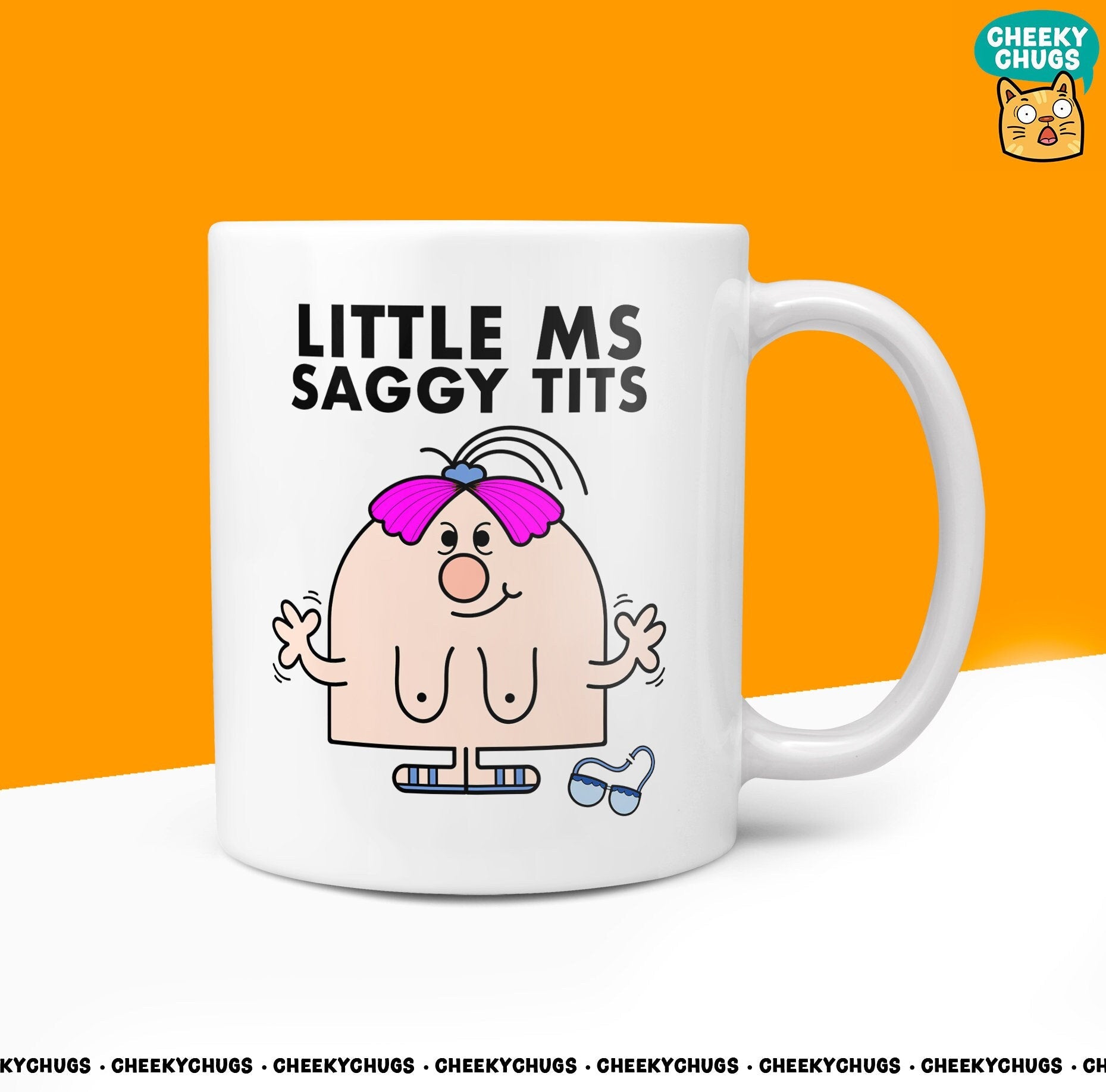 Novelty Little MS SAGGY TITS Mug Funny Womens Miss Ladies Gift Secret Santa Present Unique Rude Ceramic Office Birthday Christmas 10oz - CheekyChugs