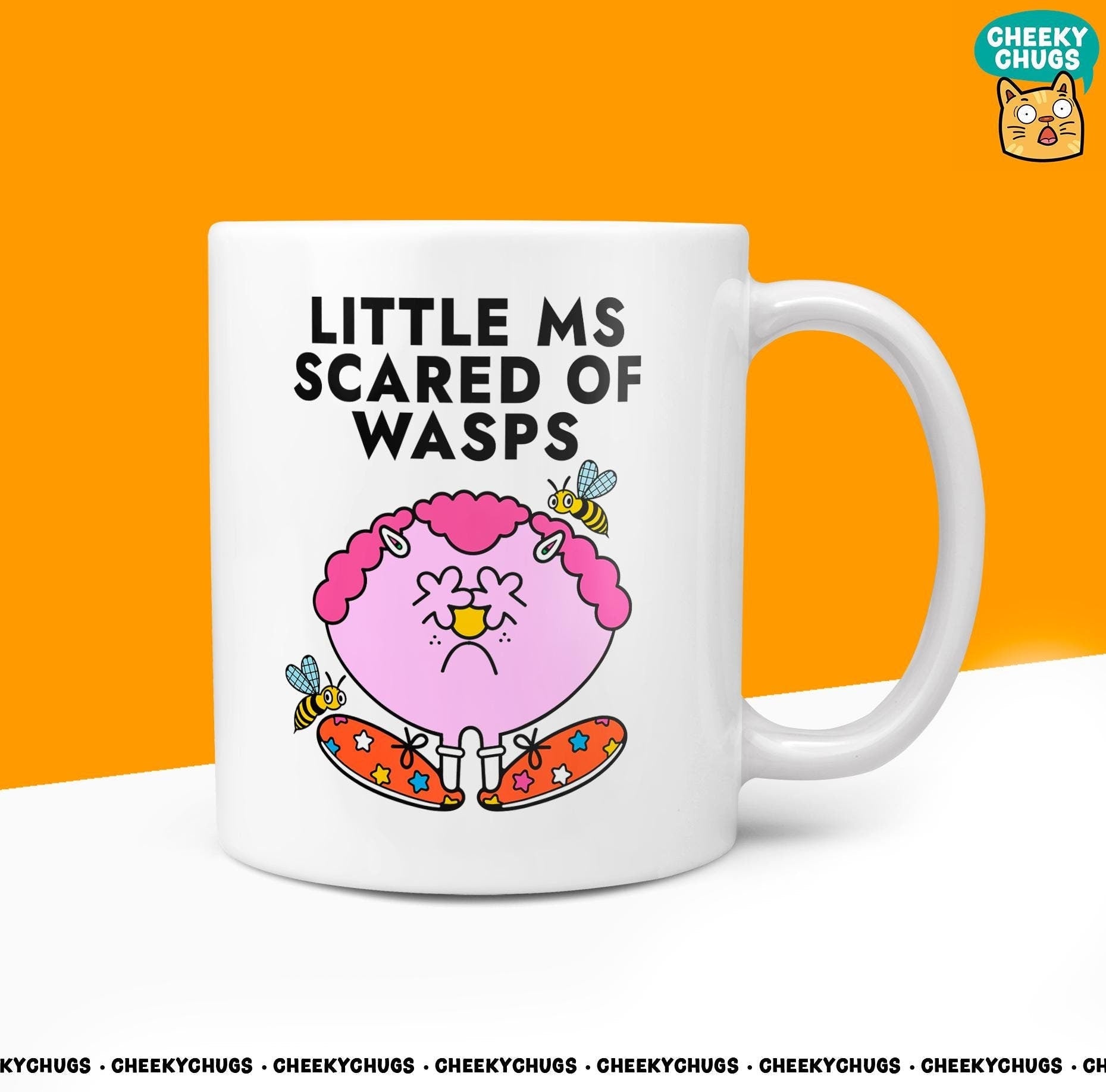 Novelty Little Ms SCARED OF WASPS Mug Funny Women's Miss Her Gift Secret Santa Present Ceramic Parody Birthday Christmas Coffee Tea Cup - CheekyChugs
