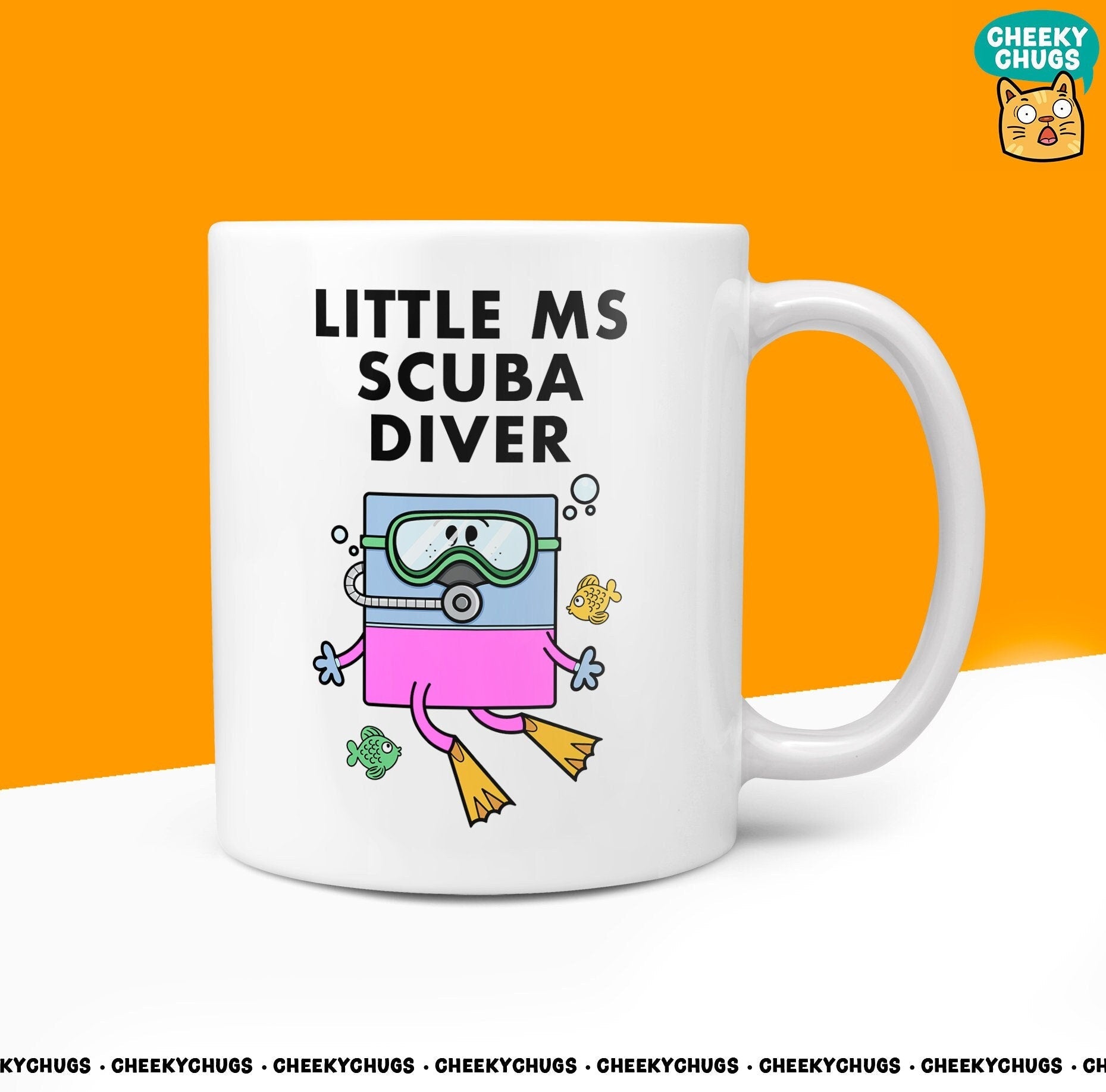 Novelty LITTLE Ms SCUBA DIVER Mug Funny Women's Miss Her Gift Secret Santa Present Ceramic Novelty Birthday Christmas 10oz Coffee Cup - CheekyChugs