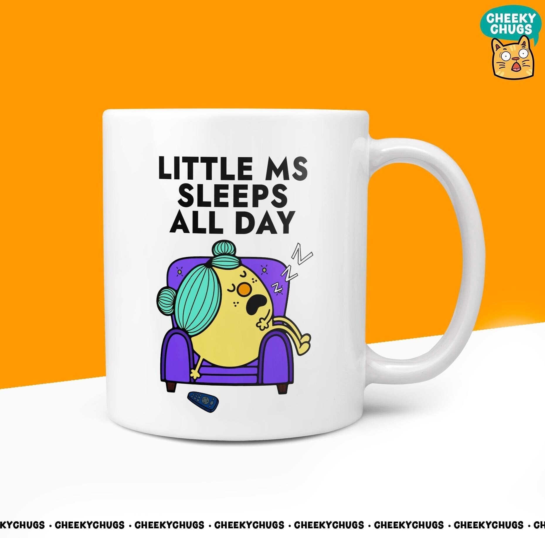 Novelty Little Ms SLEEPS ALL DAY Mug Funny Women's Miss Her Gift Secret Santa Present Ceramic Novelty Parody Birthday Christmas Coffee Cup - CheekyChugs