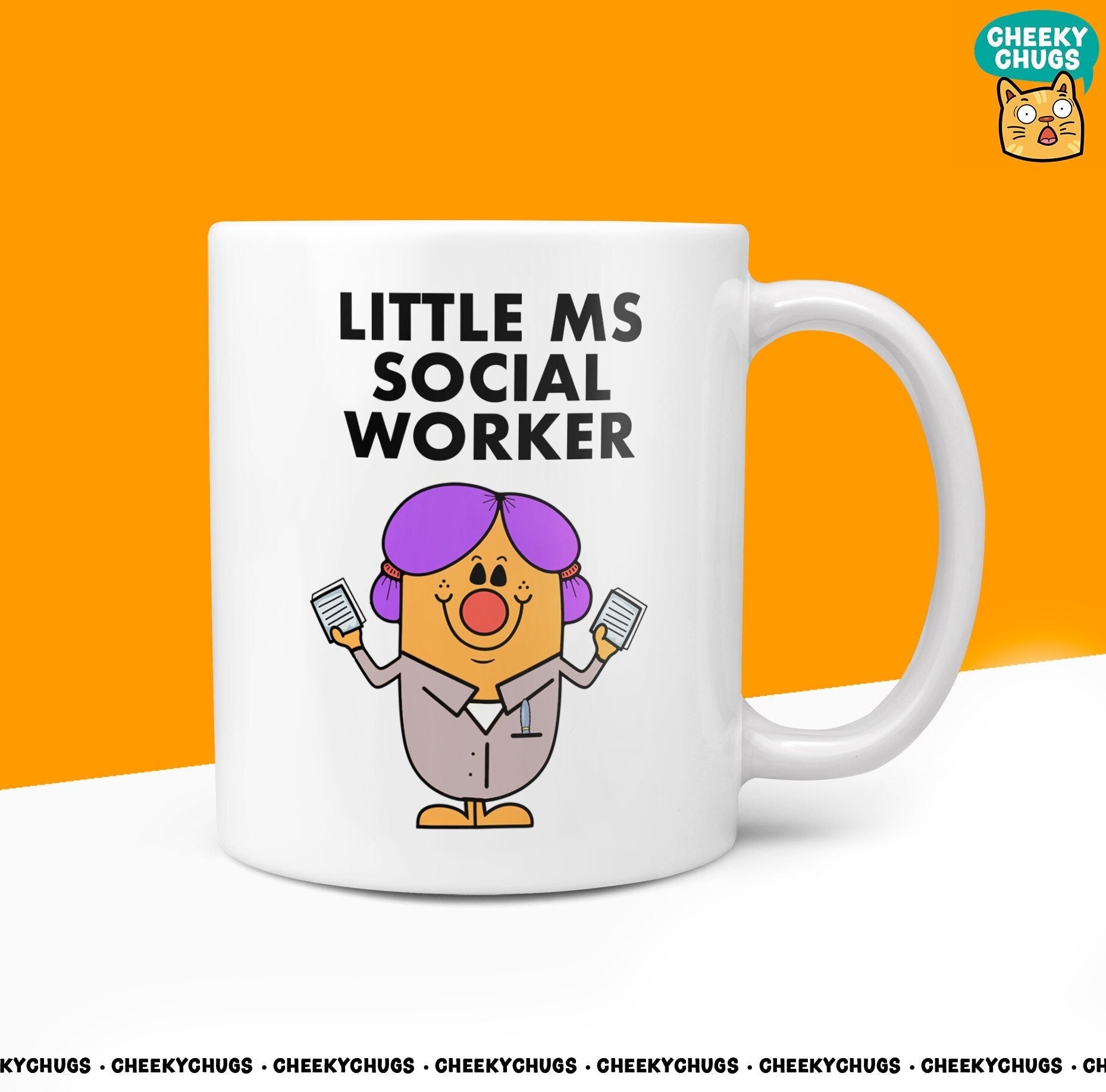 Novelty Little Ms SOCIAL WORKER 10oz Coffee Mug - Gift for Women Miss Social Worker New Job NHS Services Present Ideas For Her - CheekyChugs