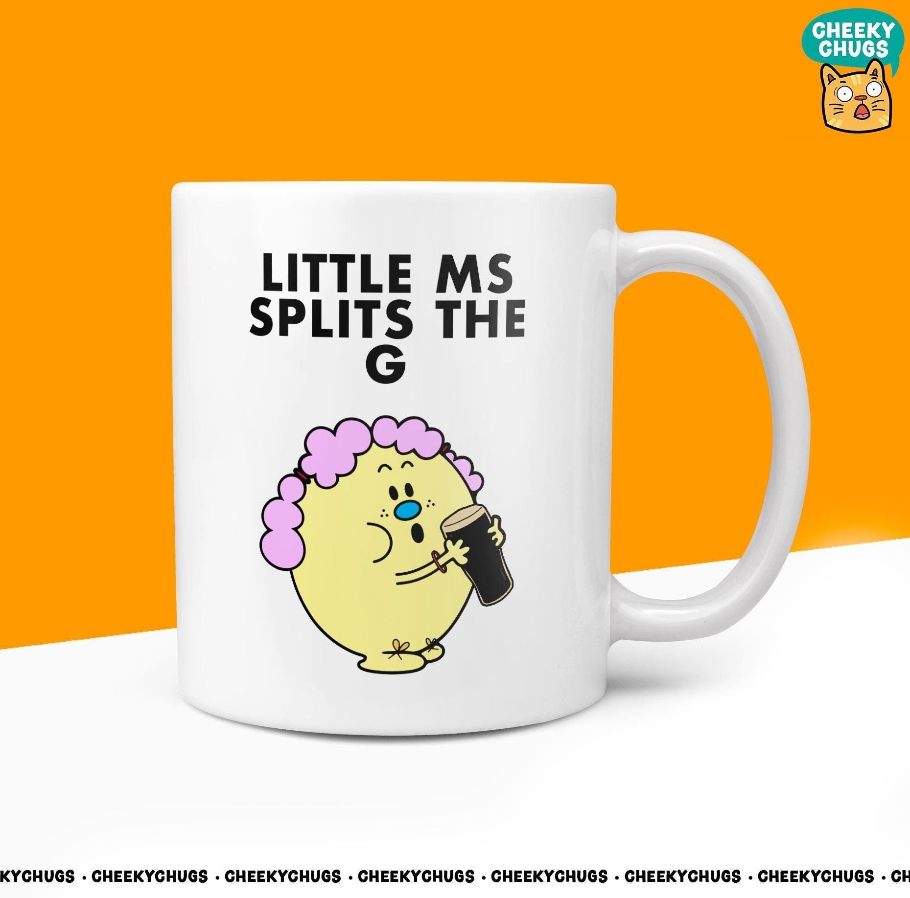 Novelty Little Ms SPLITS THE G Mug Funny Women's Miss Her Gift Secret Santa Present Guinness Office Birthday Christmas 10oz Coffee Cup - CheekyChugs