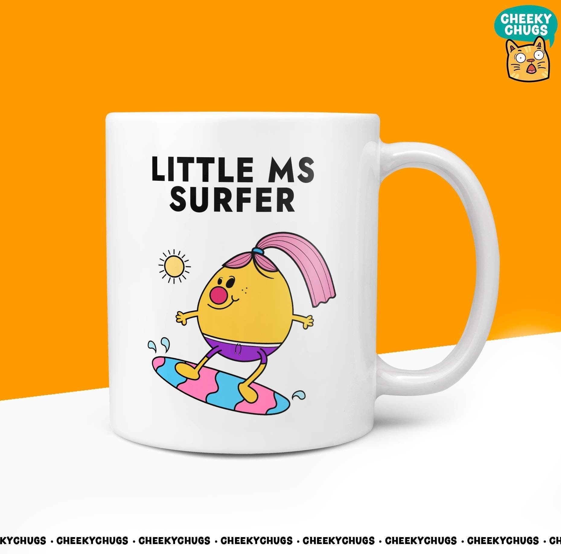 Novelty LITTLE MS SURFER Mug Funny Women's Miss Her Gift Secret Santa Present Surfing Ceramic Office Birthday Christmas 10oz Coffee Tea Cup - CheekyChugs
