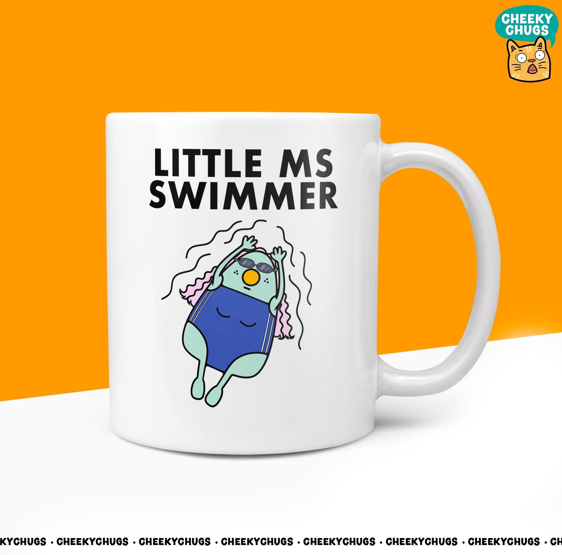 Novelty Little Ms SWIMMER 10oz Coffee Mug - Funny Gifts For Swimming Team Her Miss Office Work Secret Santa Gift Birthday Christmas - CheekyChugs