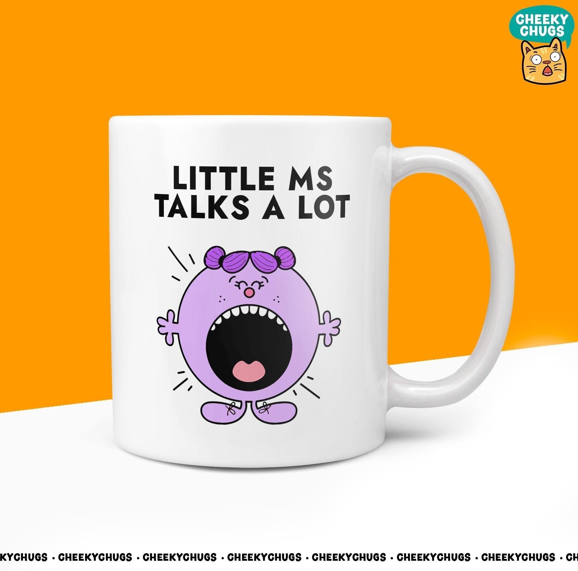 Novelty Little MS TALKS A LOT Mug Funny Women's Miss Her Gift Secret Santa Present Ceramic Novelty Parody Birthday Christmas Tea Cup - CheekyChugs