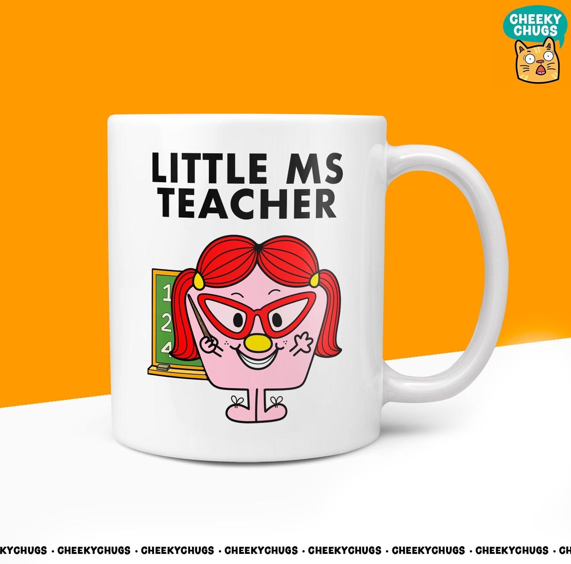 Novelty Little Ms TEACHER 10oz Coffee Mug - Funny Gifts For Teachers Miss Office Work Secret Santa Gift Birthday Christmas - CheekyChugs