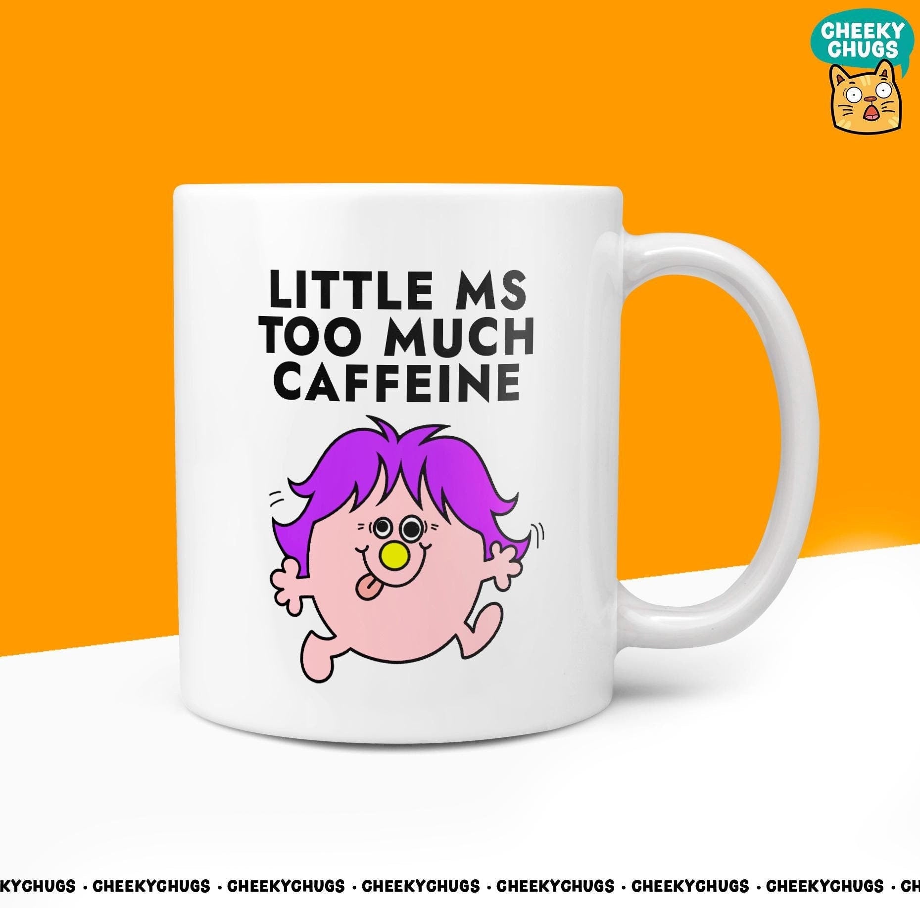Novelty Little Ms TOO MUCH CAFFEINE Mug Funny Women's Miss Her Gift Secret Santa Present Ceramic Novelty Parody Birthday Christmas Tea Cup - CheekyChugs