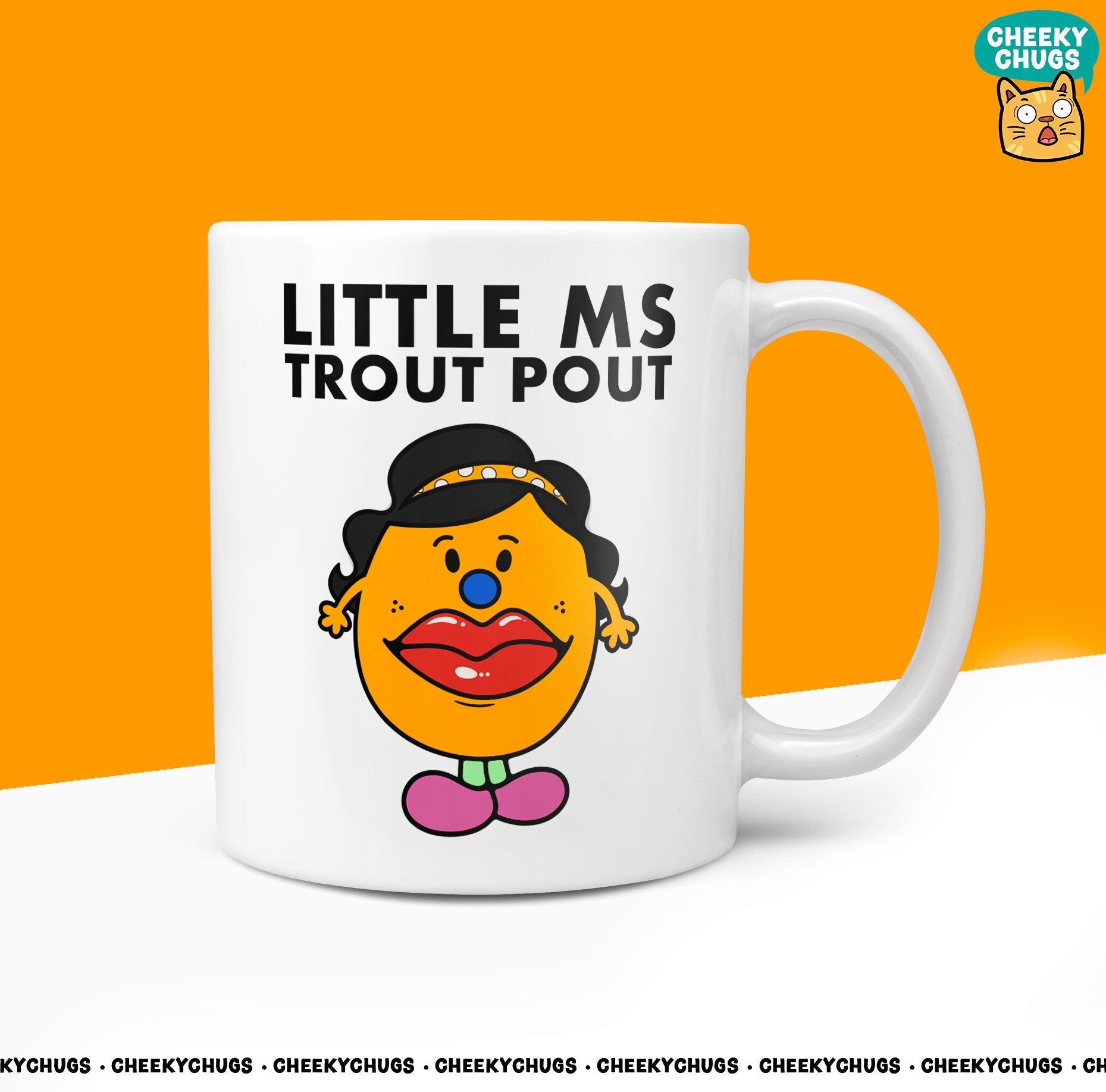 Novelty Little Ms TROUT POUT 10oz Coffee Mug - Gift For Her Miss Collagen Fillers Lips Lipstick Gifts Men Birthday Christmas Present - CheekyChugs