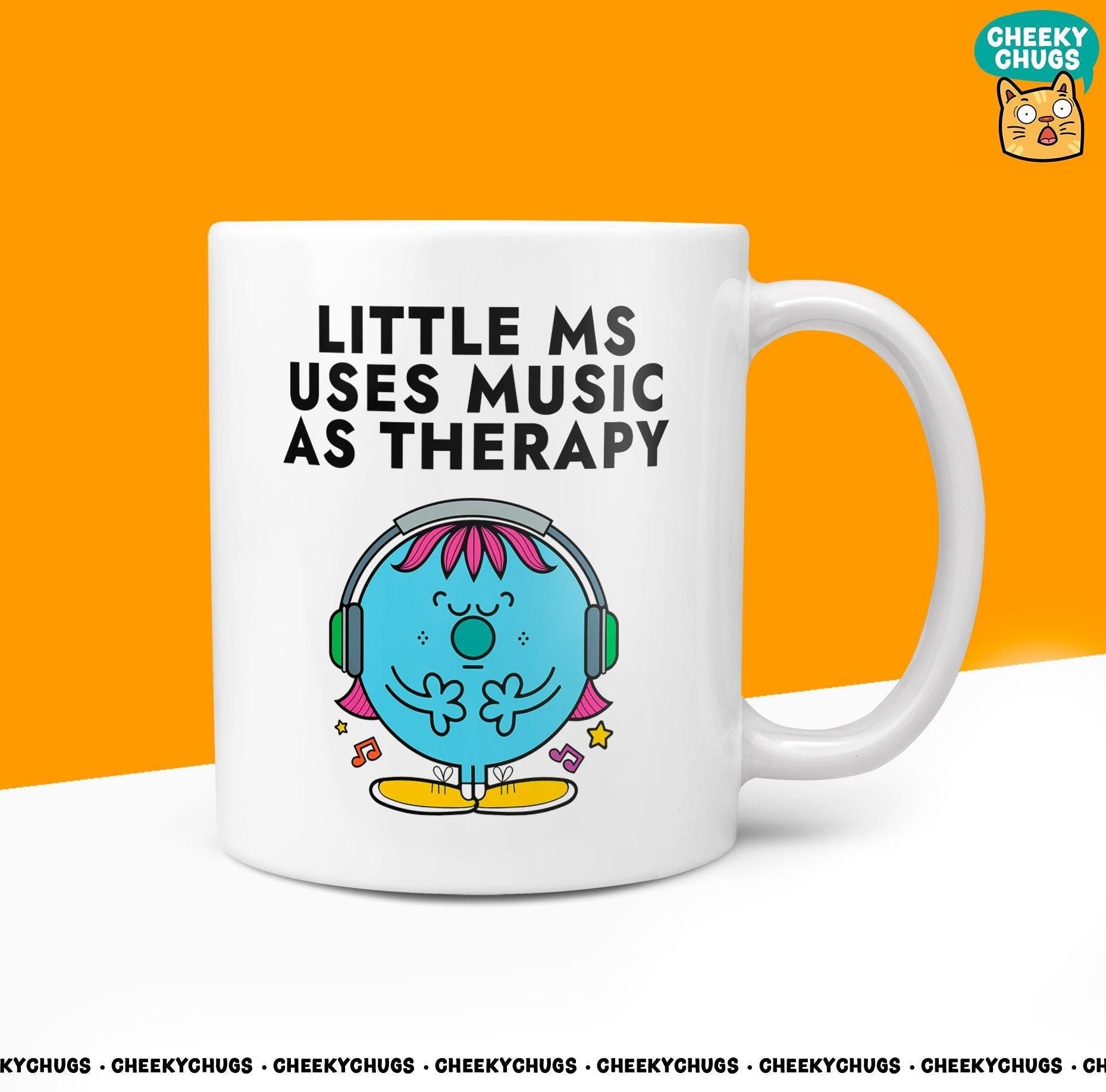 Novelty Little Ms Uses MUSIC AS THERAPY Mug Funny Women's Miss Her Gift Secret Santa Present Parody Birthday Christmas Coffee Tea Cup - CheekyChugs