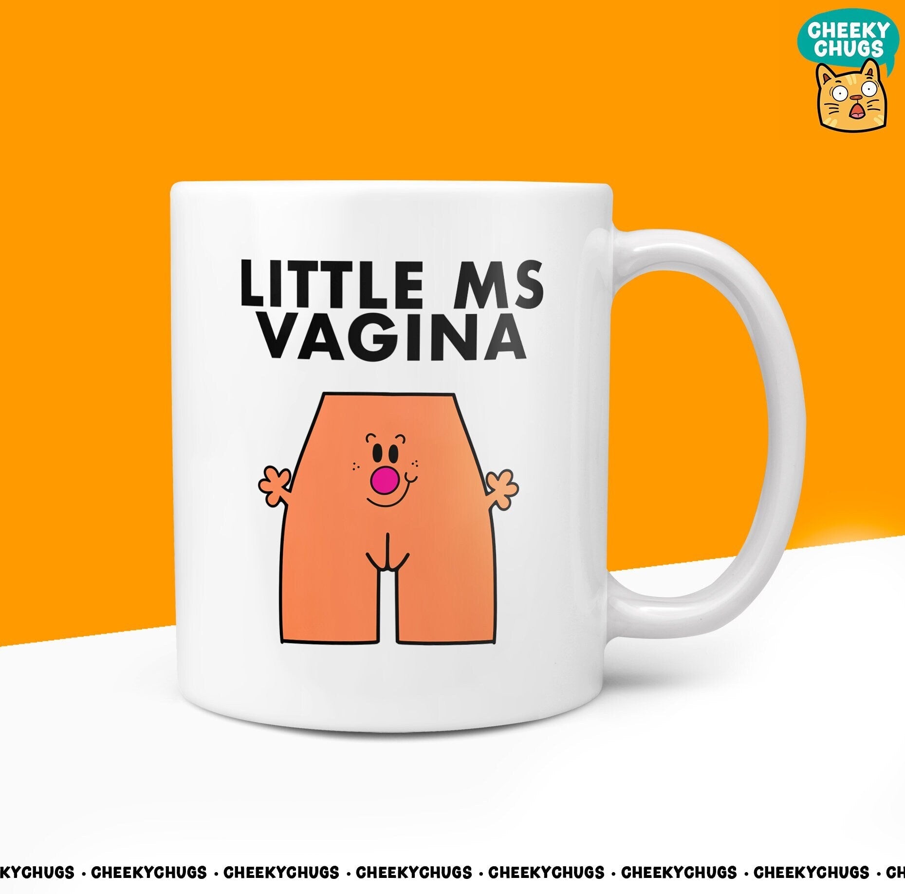 Novelty Little Ms VAGINA 10oz Coffee Mug - Funny Vagina Gifts For Her Miss Female Front Bum Minge Office Secret Santa Birthday Christmas - CheekyChugs