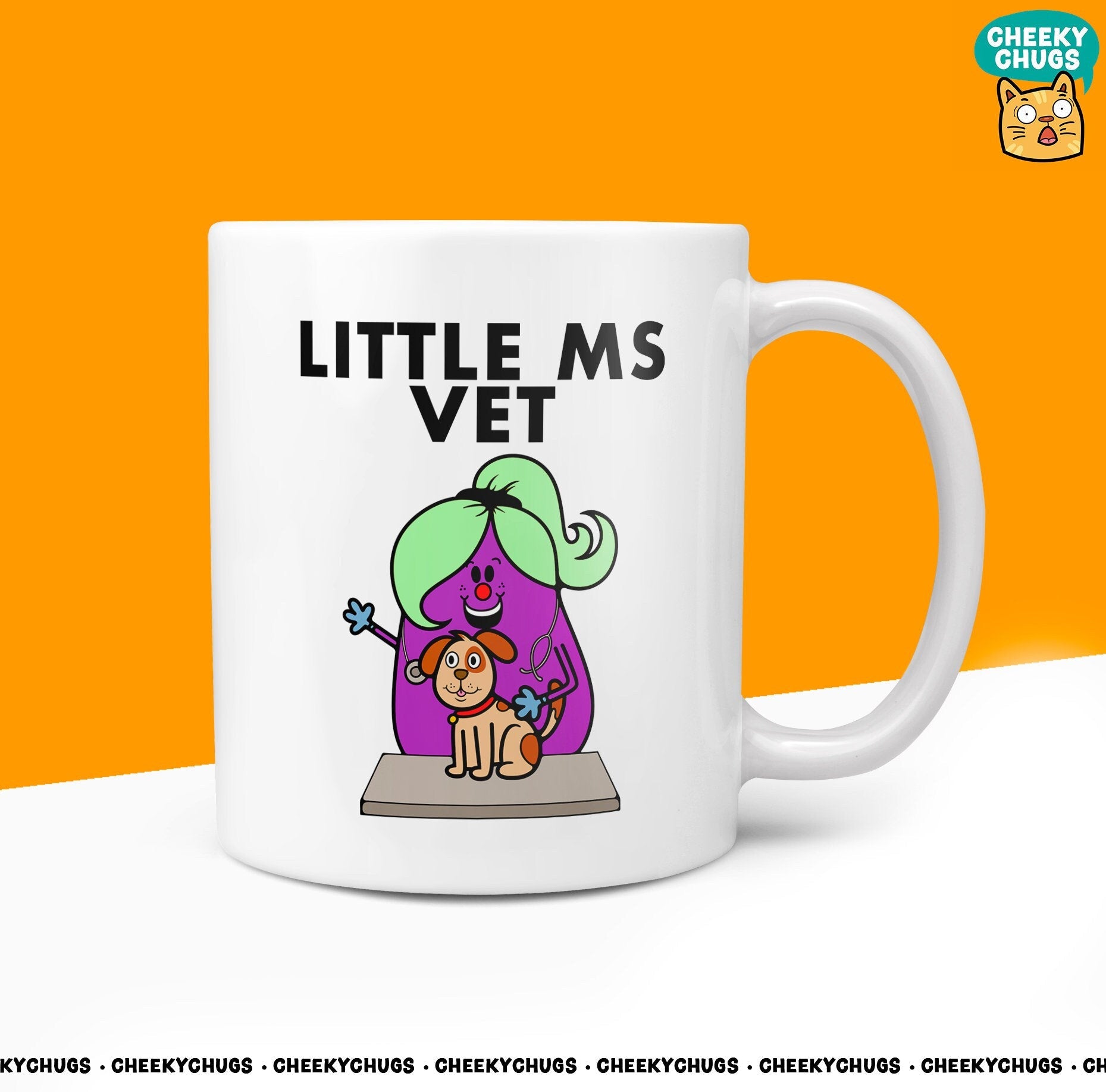 Novelty Little Ms VET 10oz Coffee Mug - Veterinary Gifts For Her Miss Female Vets Animals Dog Cats Pet Lover Birthday Christmas - CheekyChugs