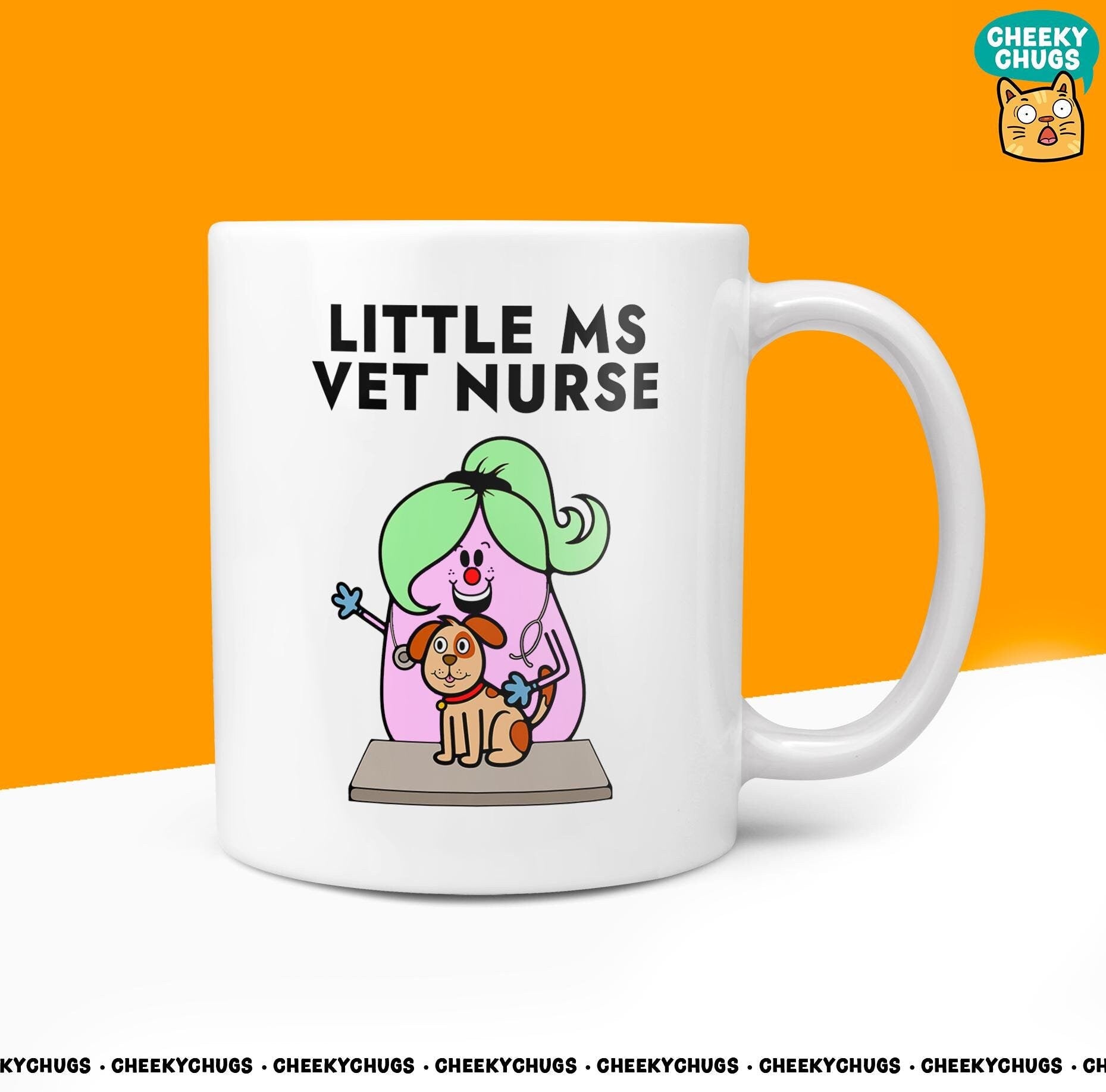 Novelty Little Ms VET NURSE 10oz Coffee Mug - Veterinary Gifts For Her Miss Female Vets Animals Dog Cats Pet Lover Birthday Christmas - CheekyChugs